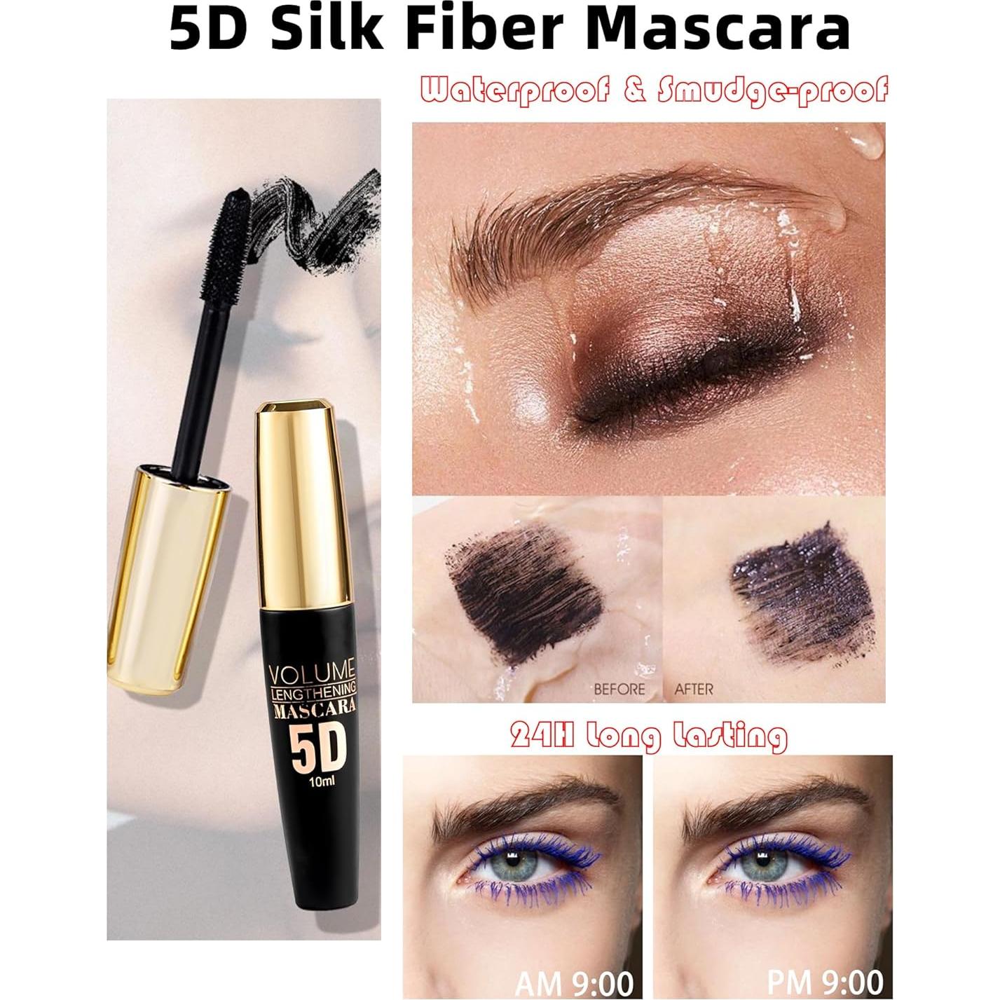Máscara de Pestañas 5D Púrpura a Prueba de Agua y Larga Duración