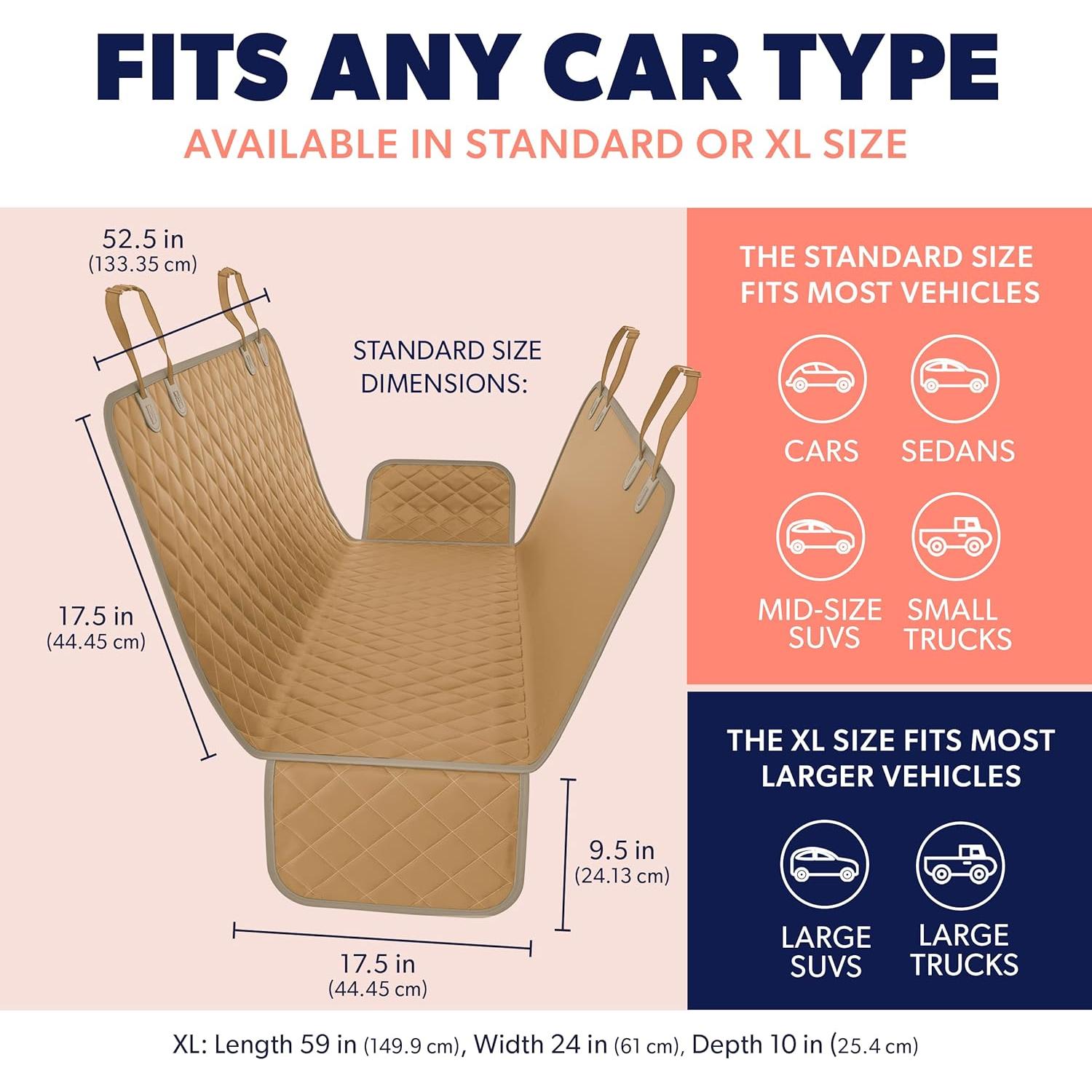 Funda de Asiento para Perros Active Pets XL Beige Impermeable