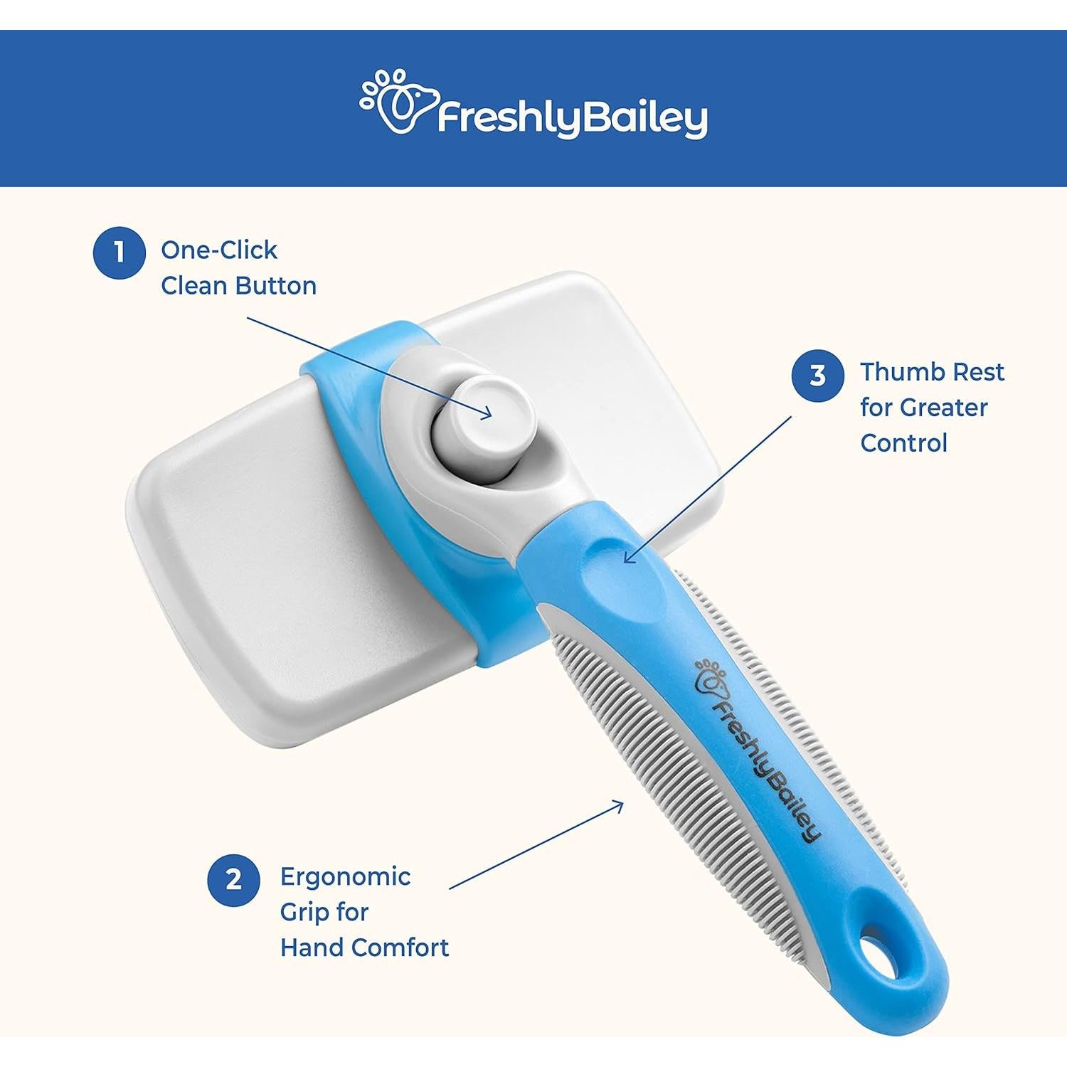 Cepillo Autolimpiante para Perros y Gatos Freshly Bailey - Pelo Medio a Largo