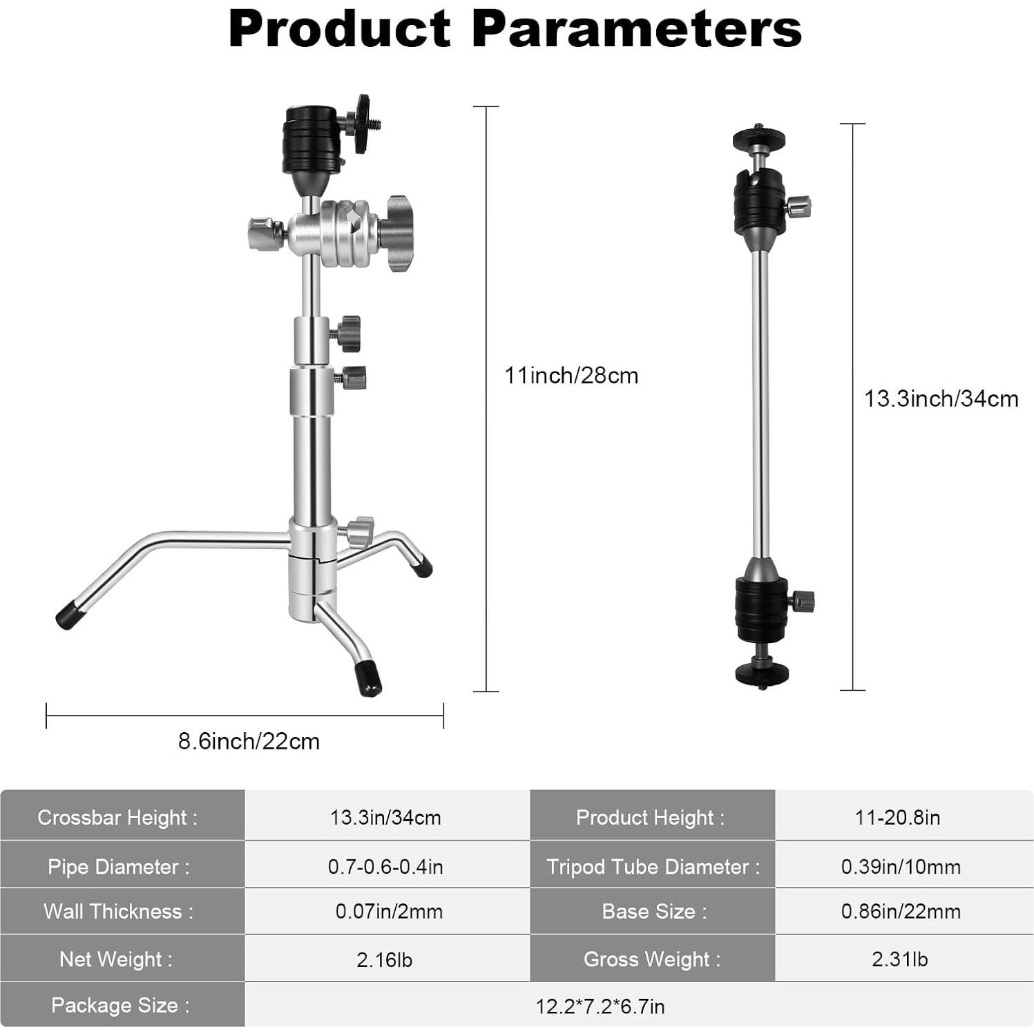 Soporte de trípode ajustable Supon 53cm para cámara y micrófono