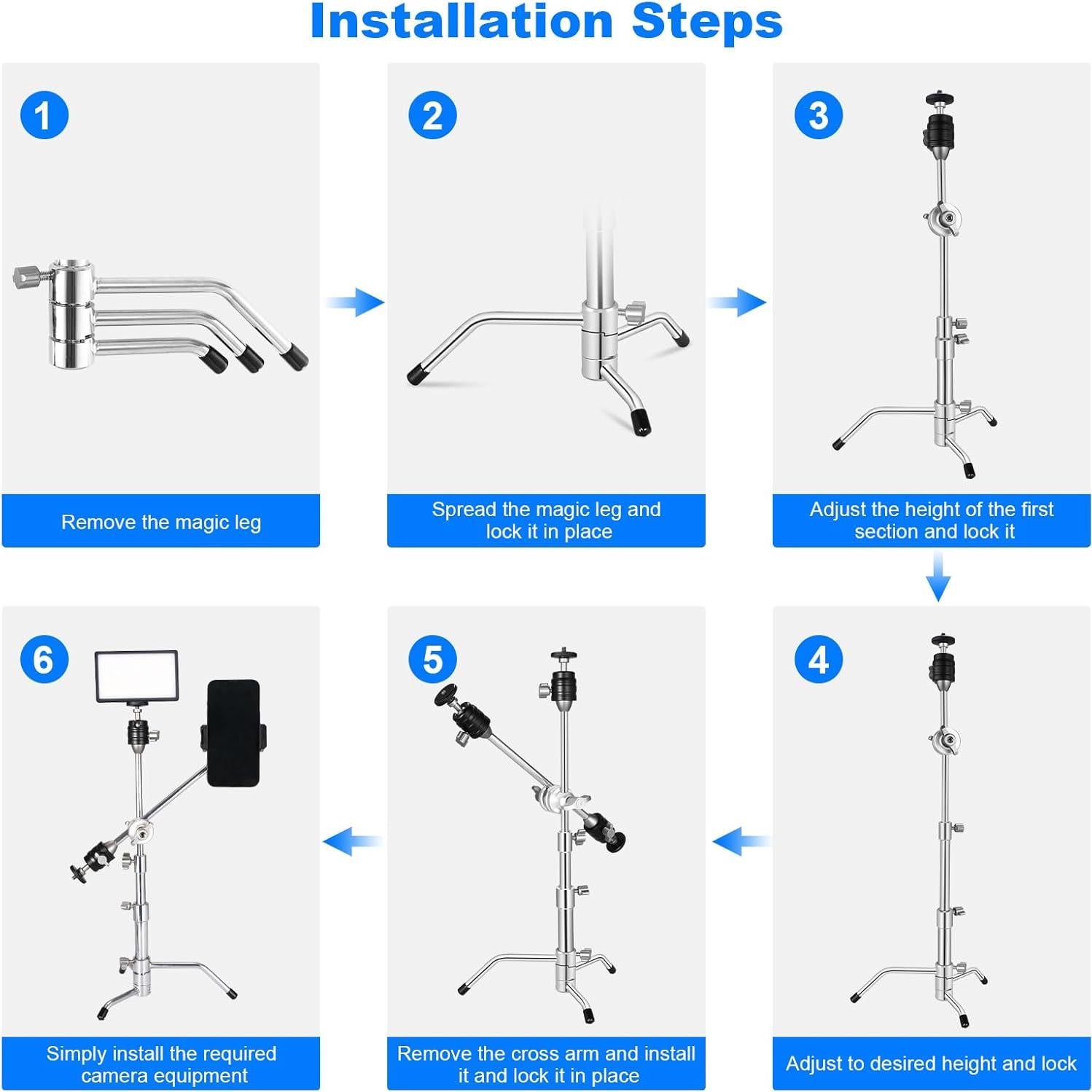 Soporte de trípode ajustable Supon 53cm para cámara y micrófono