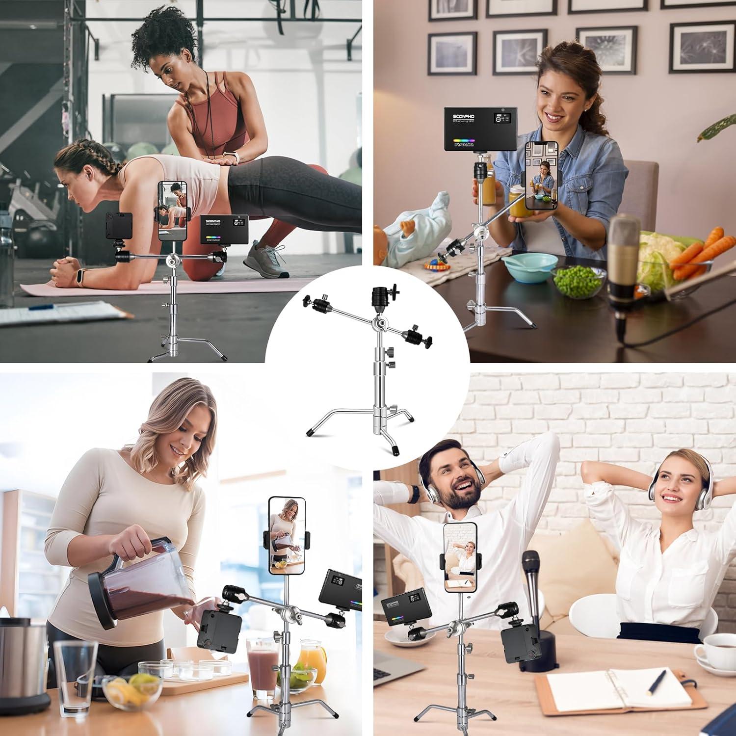 Soporte de trípode ajustable Supon 53cm para cámara y micrófono