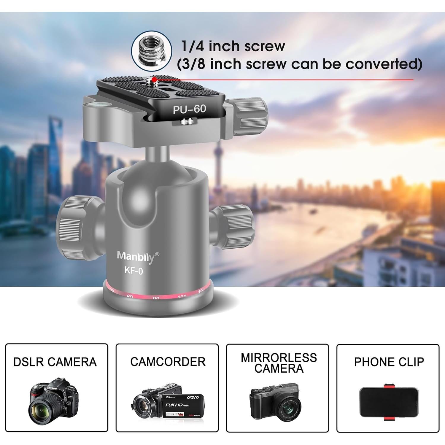 Placa de Liberación Rápida Manbily PU-60 Aluminio 60x38mm Paquete de 2