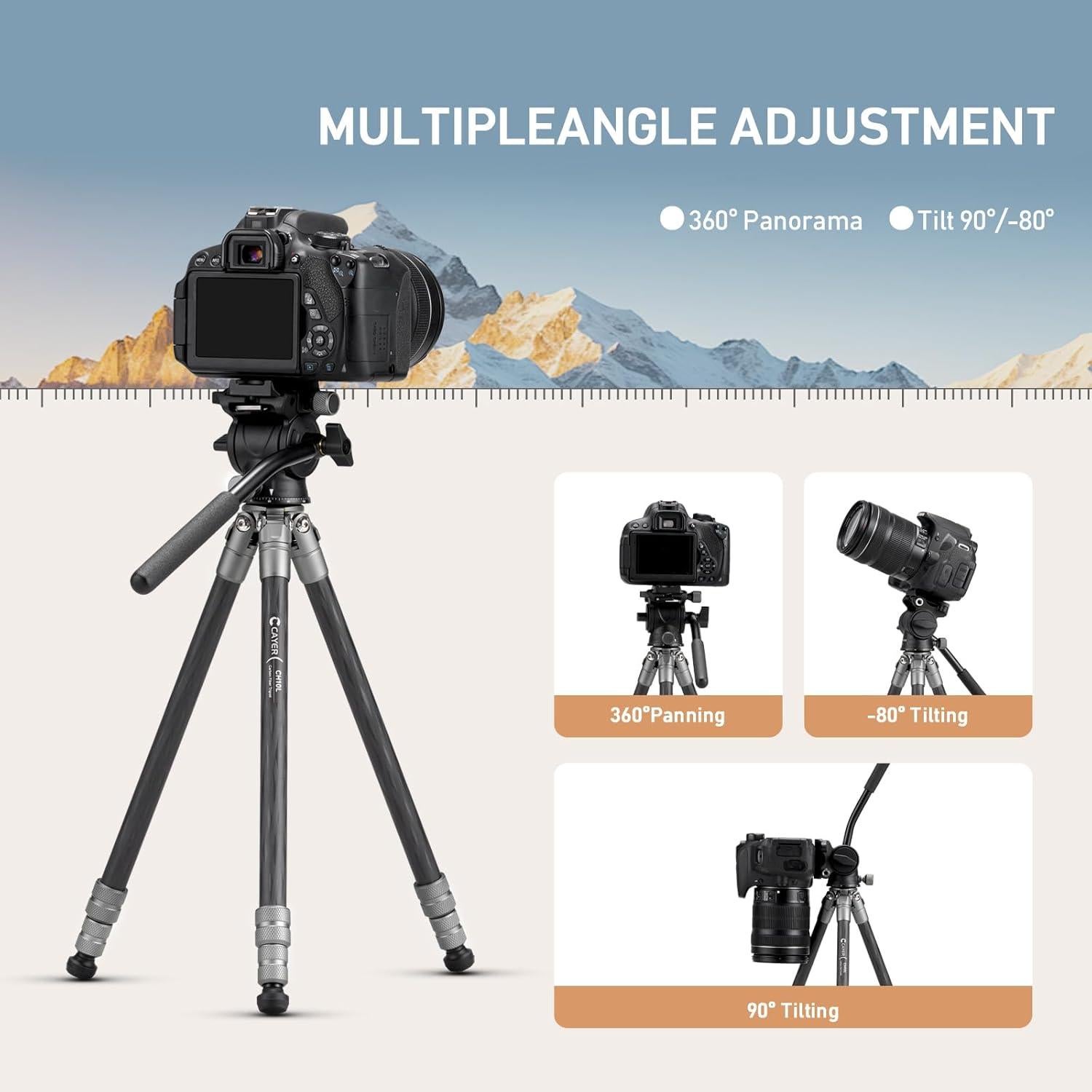 Trípode de Escritorio Cayer CH10L Fibra de Carbono 71 cm