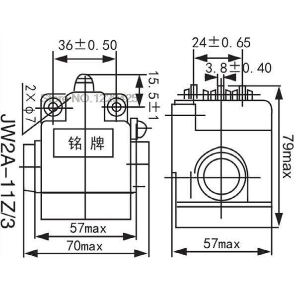 Micro Interruptor de Plunger Genérico JW2A-11Z/3, 220V 3A, IP65