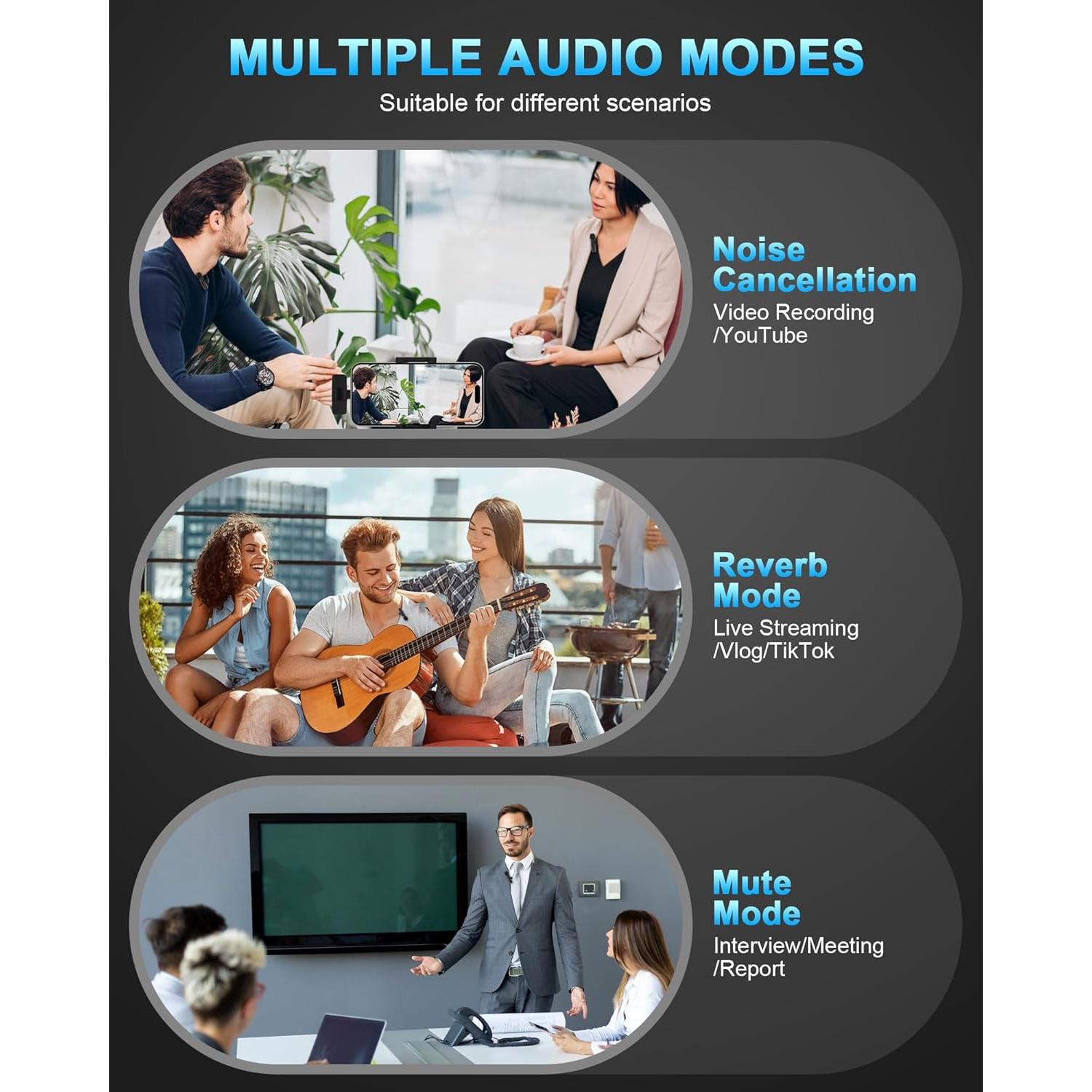 Micrófono Lavalier Inalámbrico Bordsek K1 USB-C para iPhone y Android