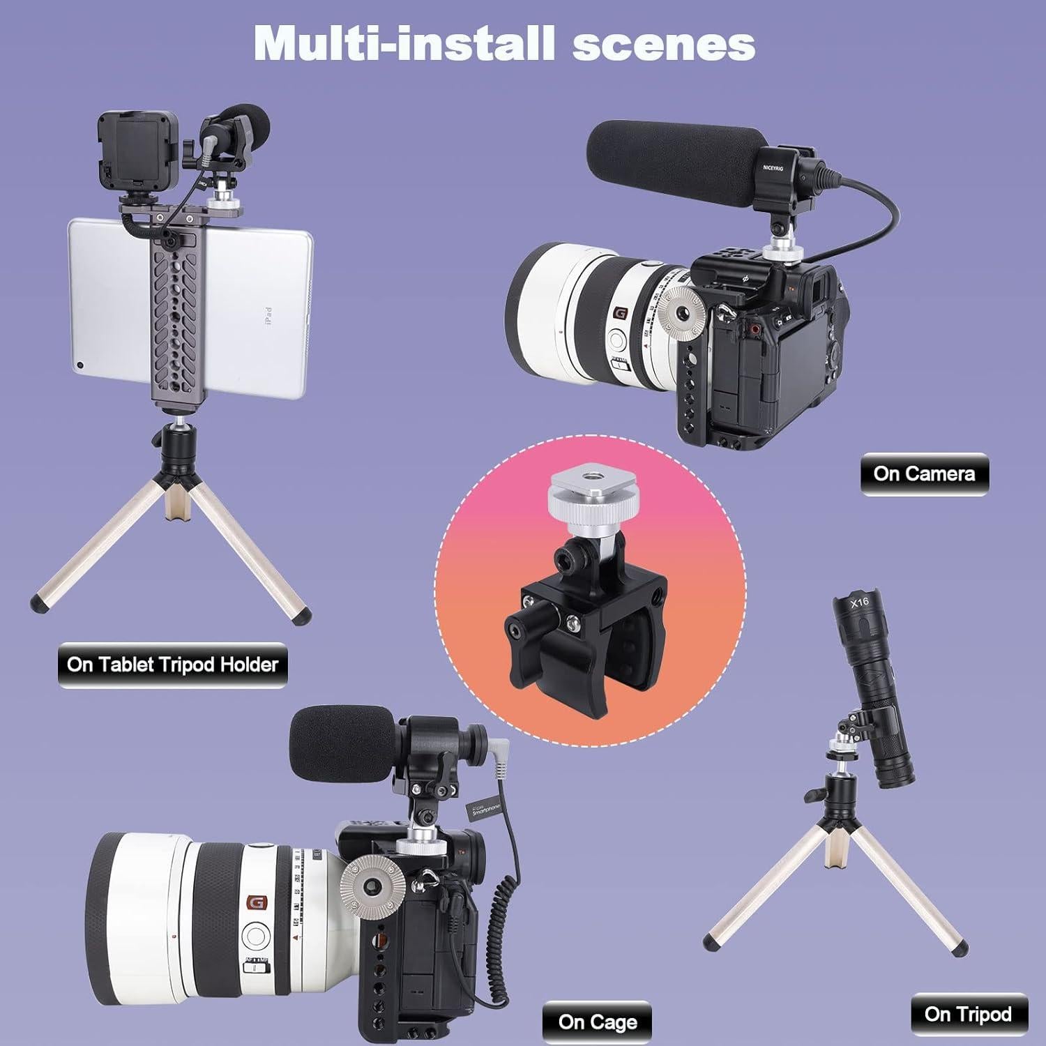 Soporte de micrófono tipo escopeta NICEYRIG US-549, 18.5-35 mm