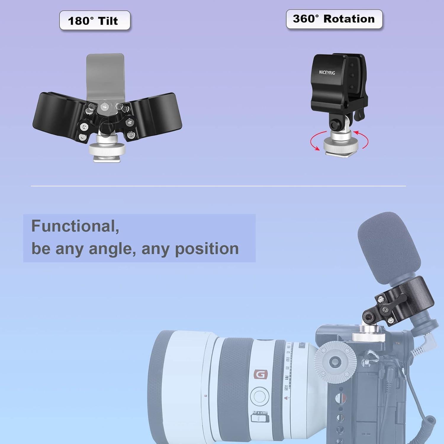 Soporte de micrófono tipo escopeta NICEYRIG US-549, 18.5-35 mm