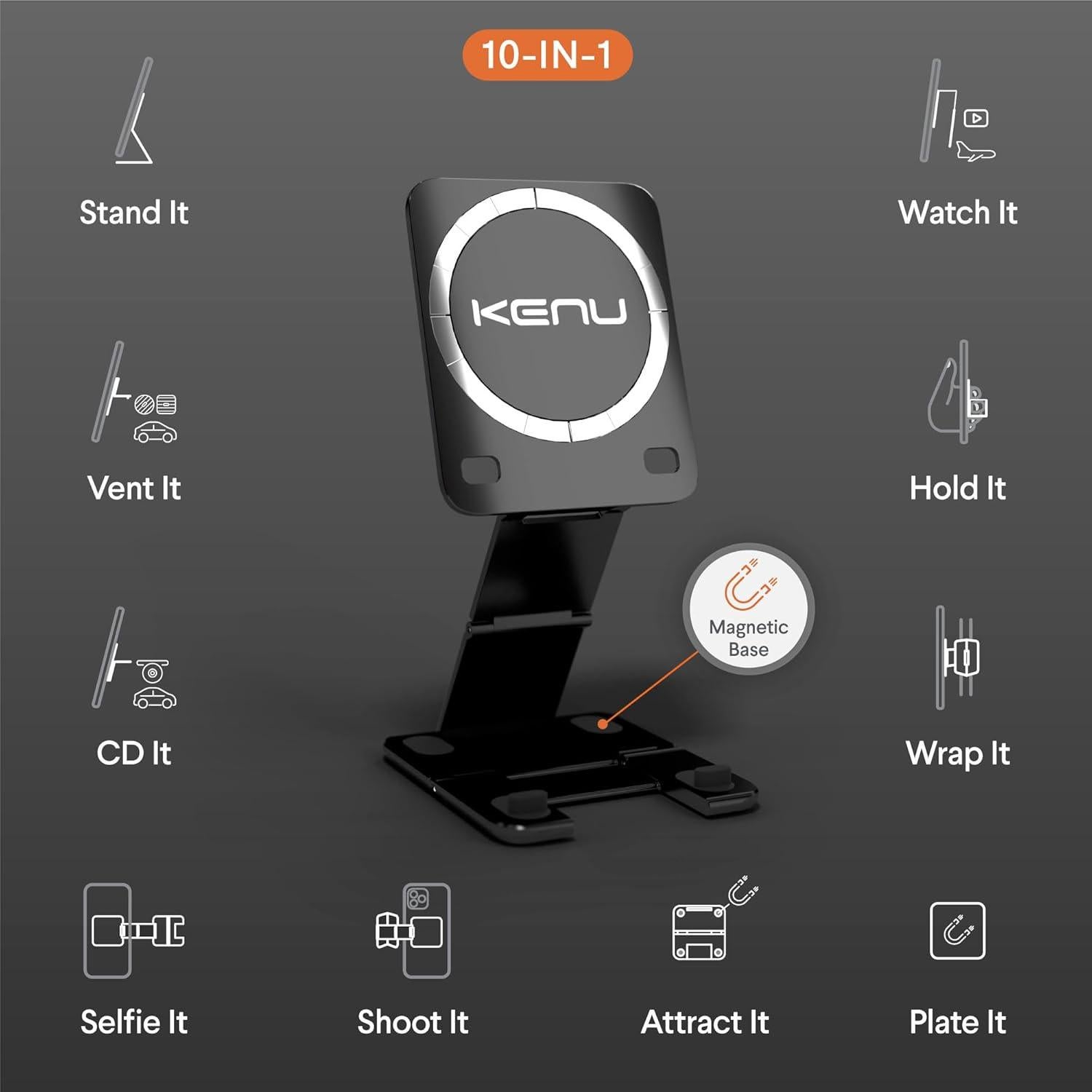 Soporte Magnético Kenu Stance+ 10 en 1 para Móvil Negro