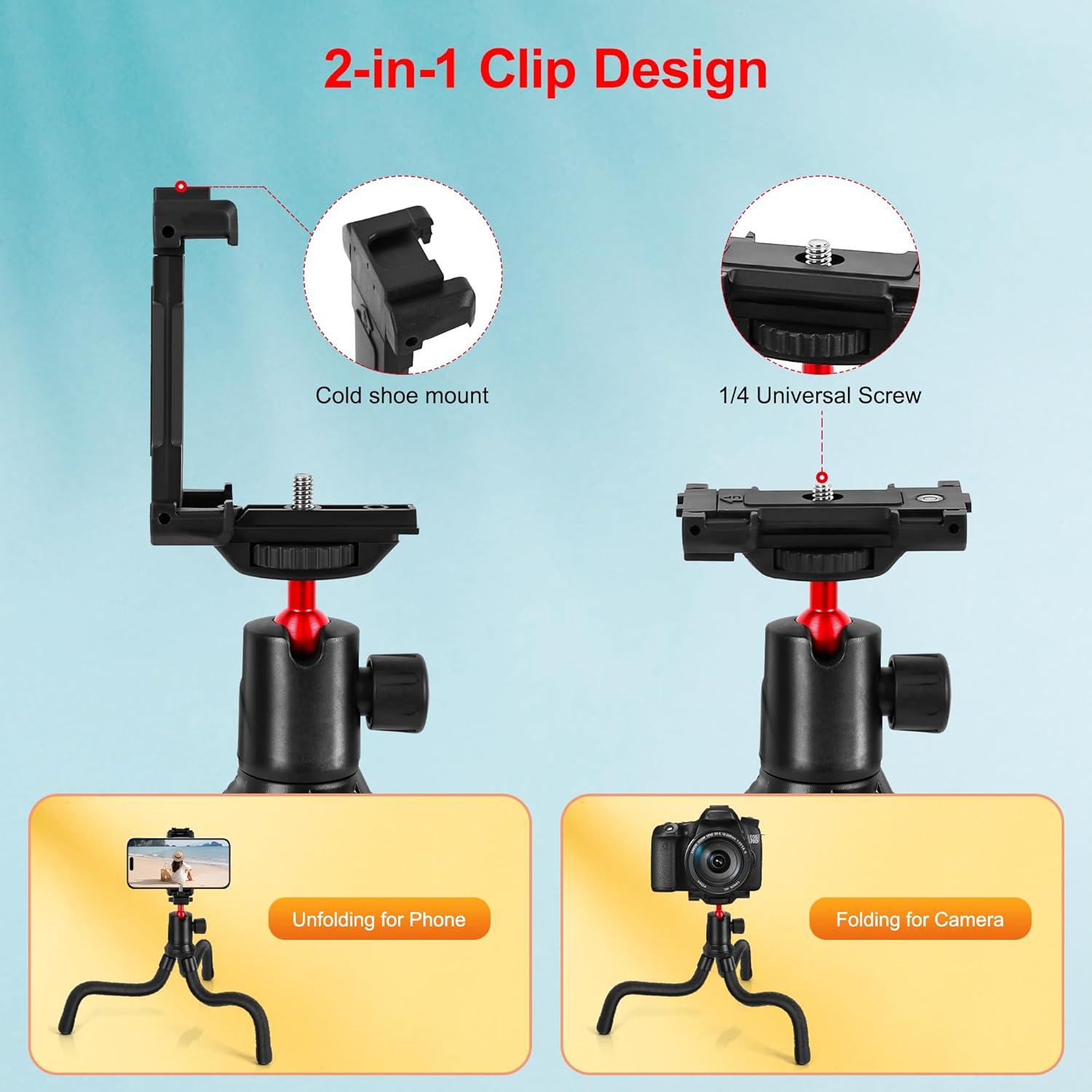 Trípode Flexible Zeadio DV-HDE-HC13 para Cámara y Teléfono