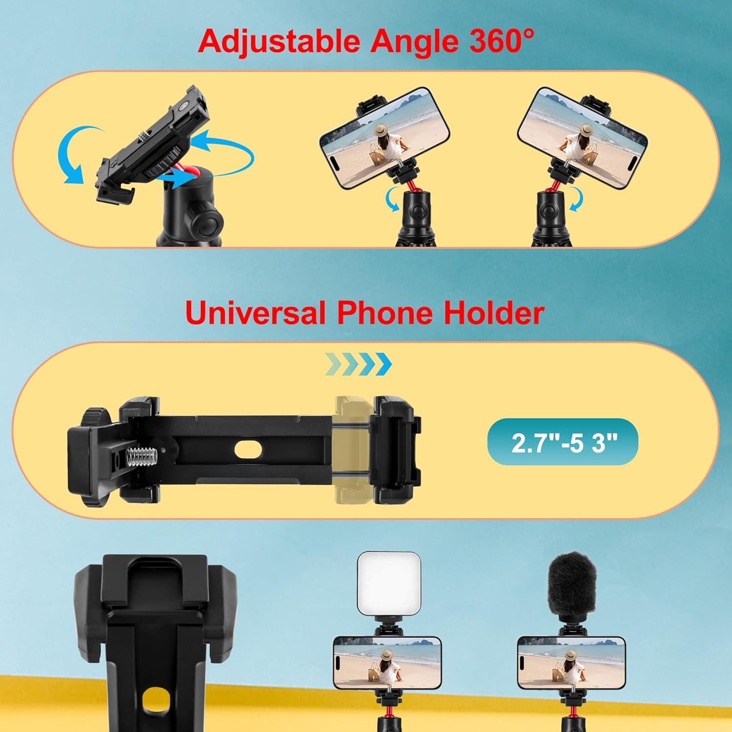 Trípode Flexible Zeadio DV-HDE-HC13 para Cámara y Teléfono