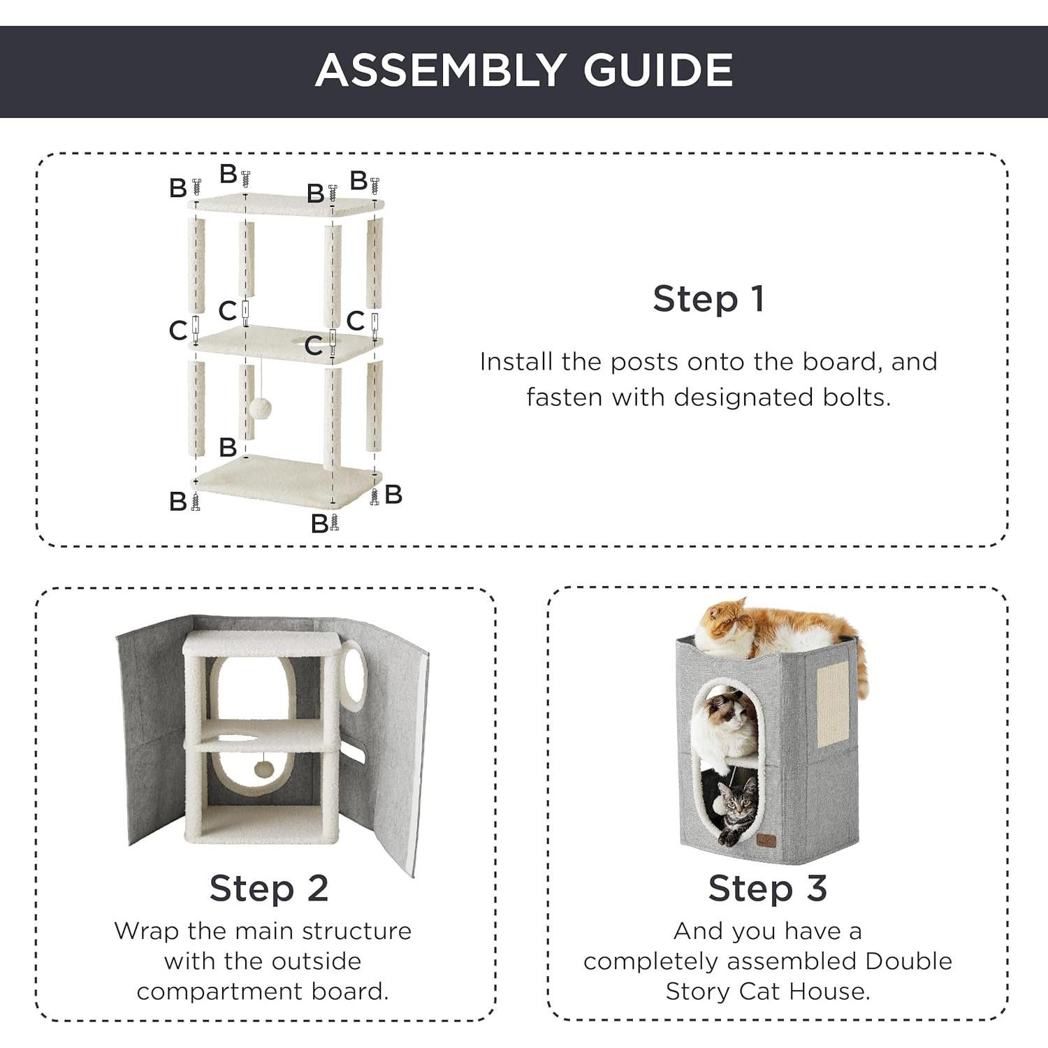 Casa para Gatos de 2 Pisos Bedsure Azul 58.4x45.7x35.6 cm