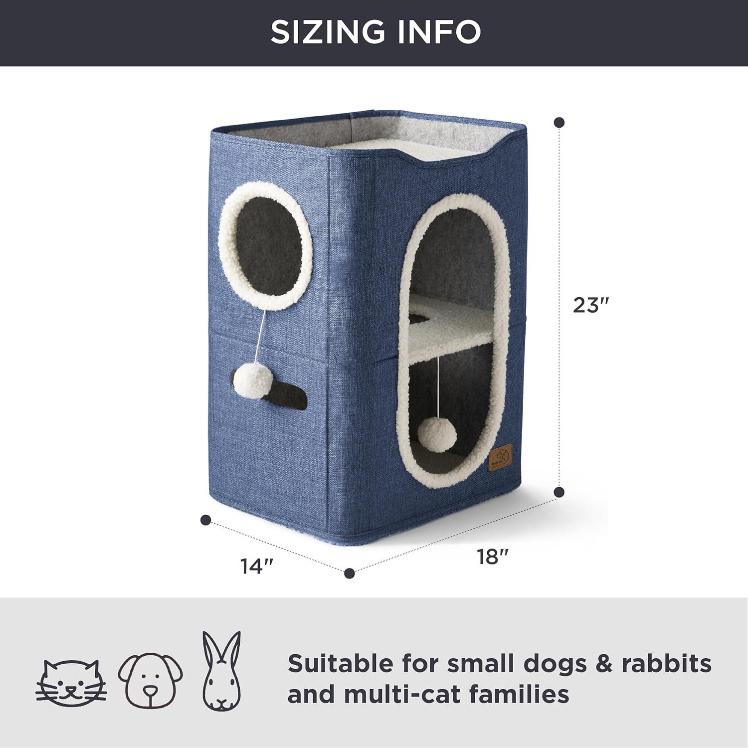 Casa para Gatos de 2 Pisos Bedsure Azul 58.4x45.7x35.6 cm