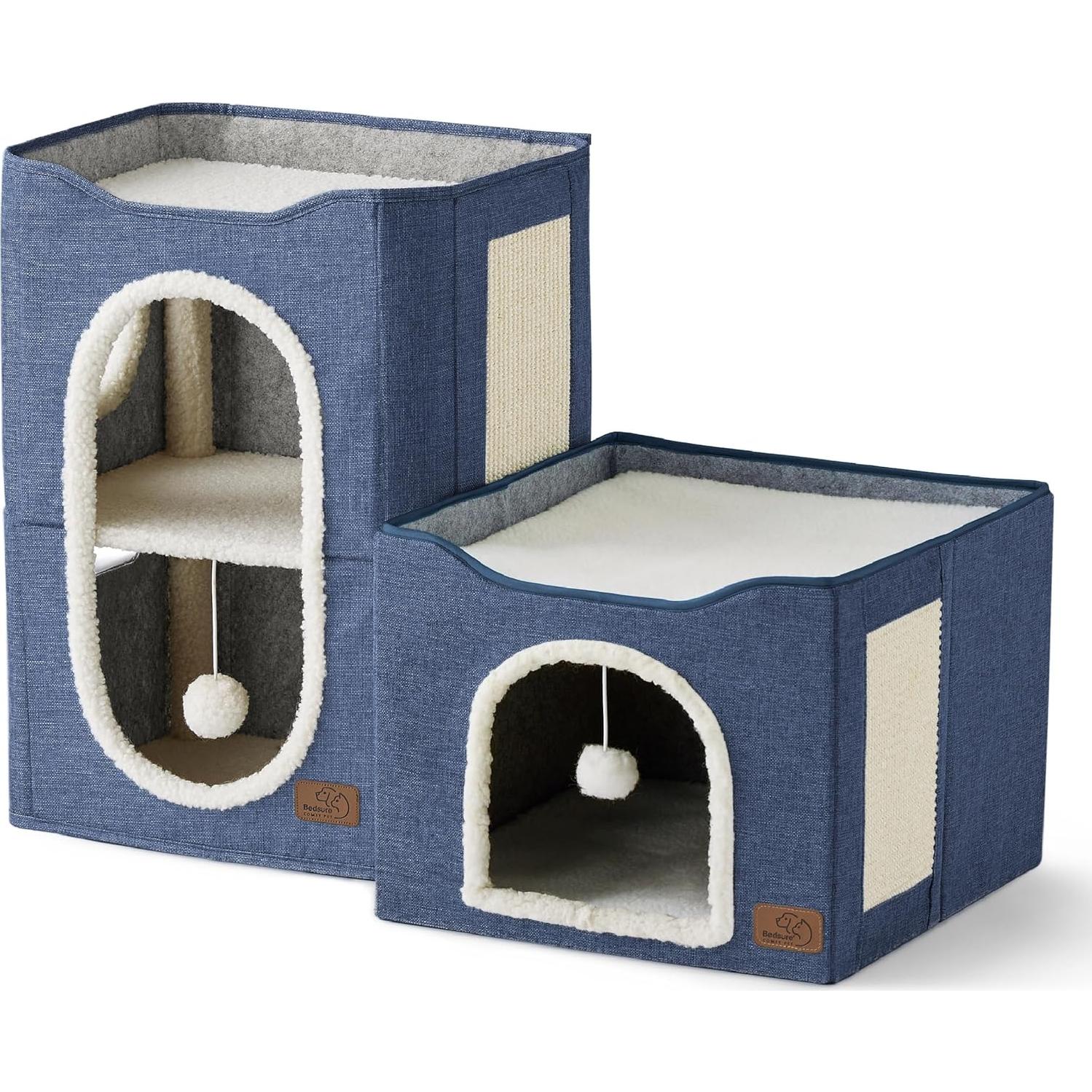 Casa para Gatos de 2 Pisos Bedsure Azul 58.4x45.7x35.6 cm