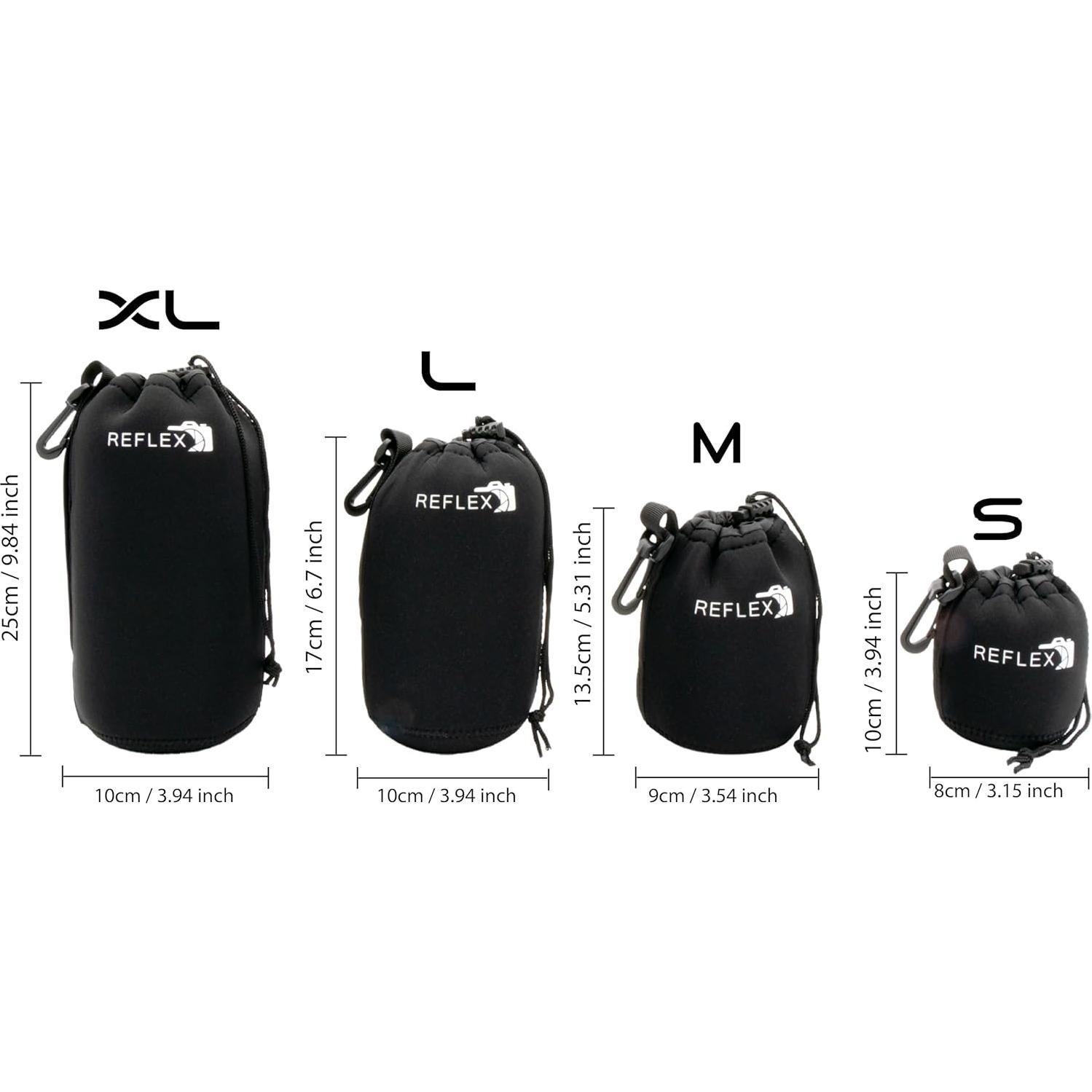 Bolsas de Lente Acolchadas Reflex Camera 4 Pzs S/M/L/XL