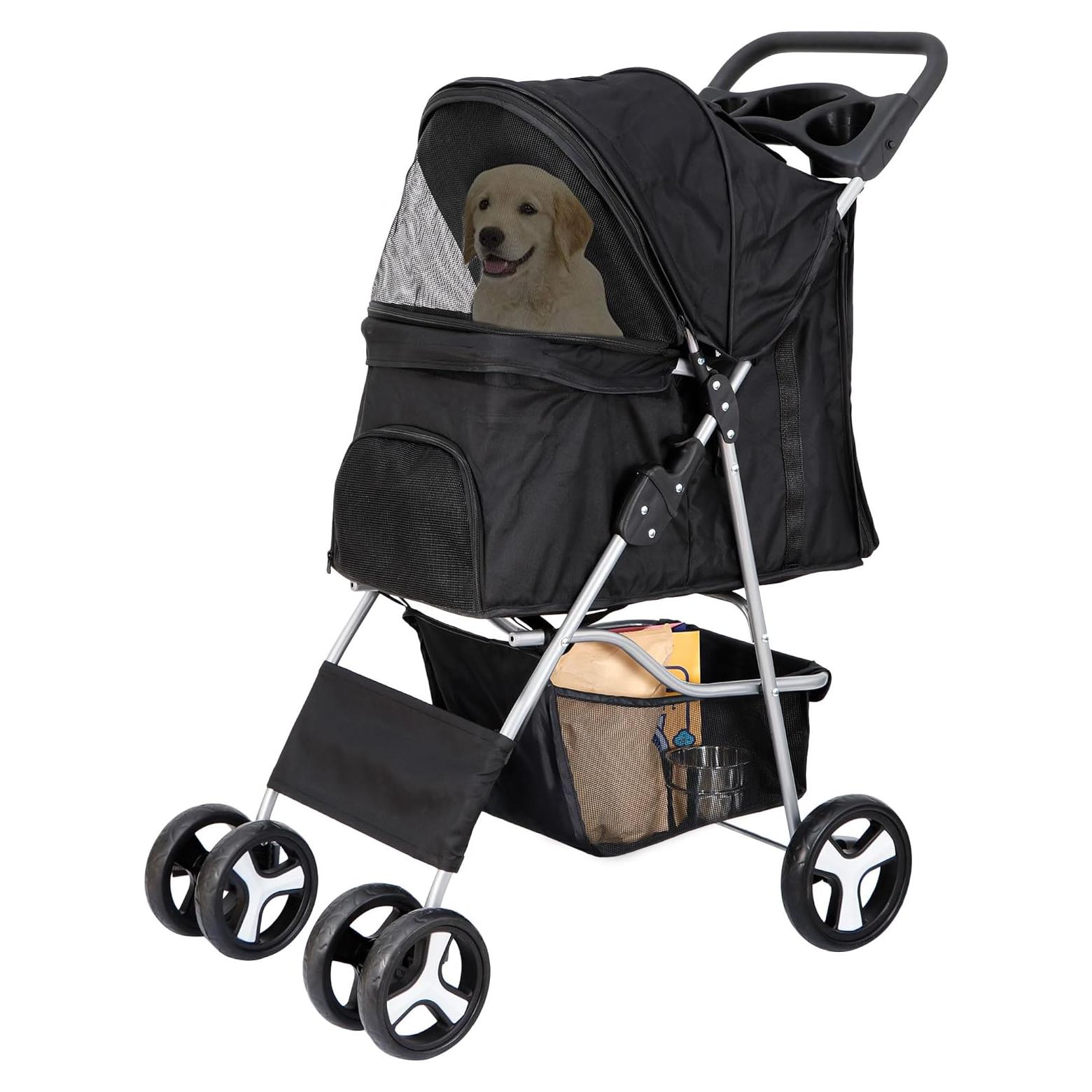 Carrito para Mascotas Nova Negro Plegable 15 kg 4 Ruedas
