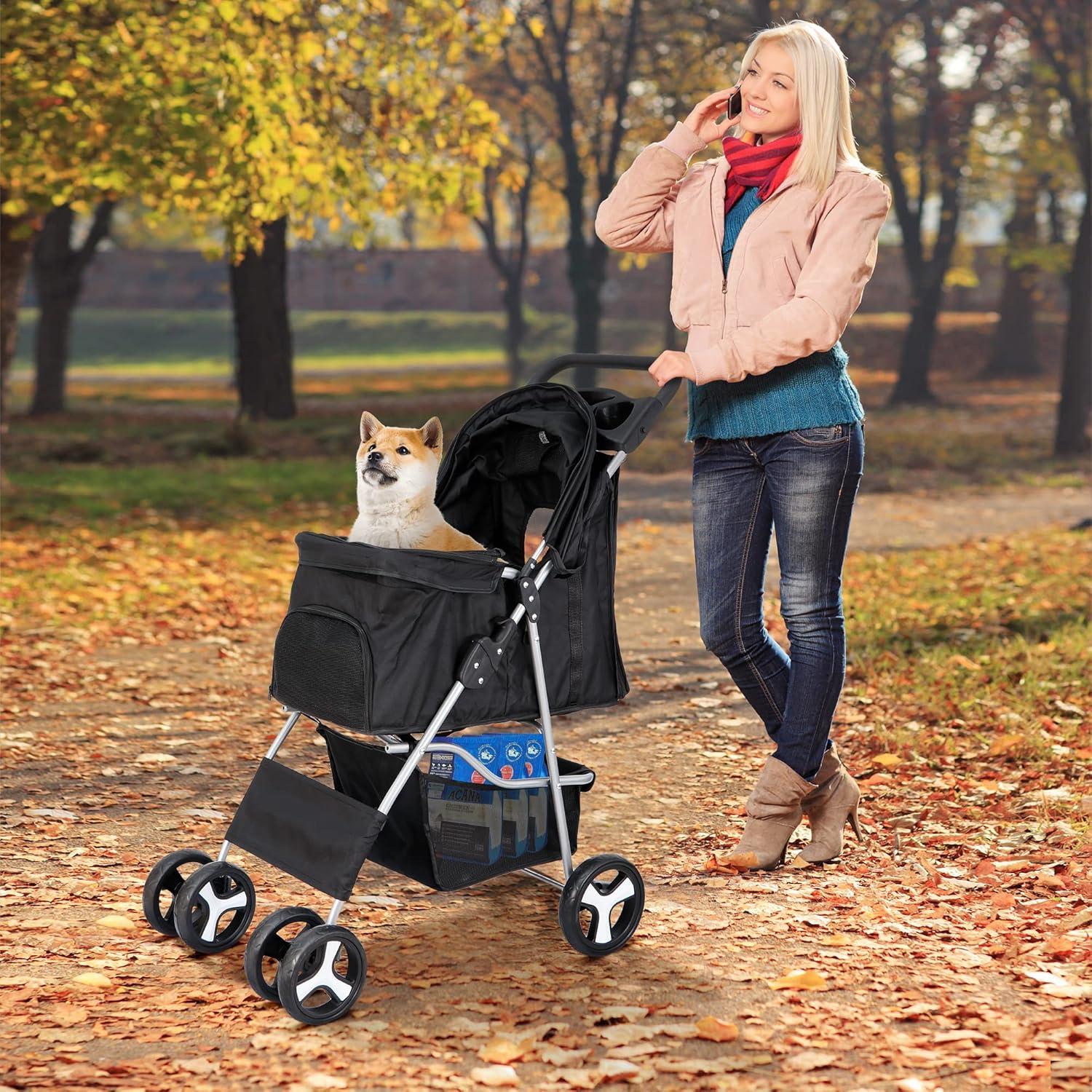 Carrito para Mascotas Nova Negro Plegable 15 kg 4 Ruedas