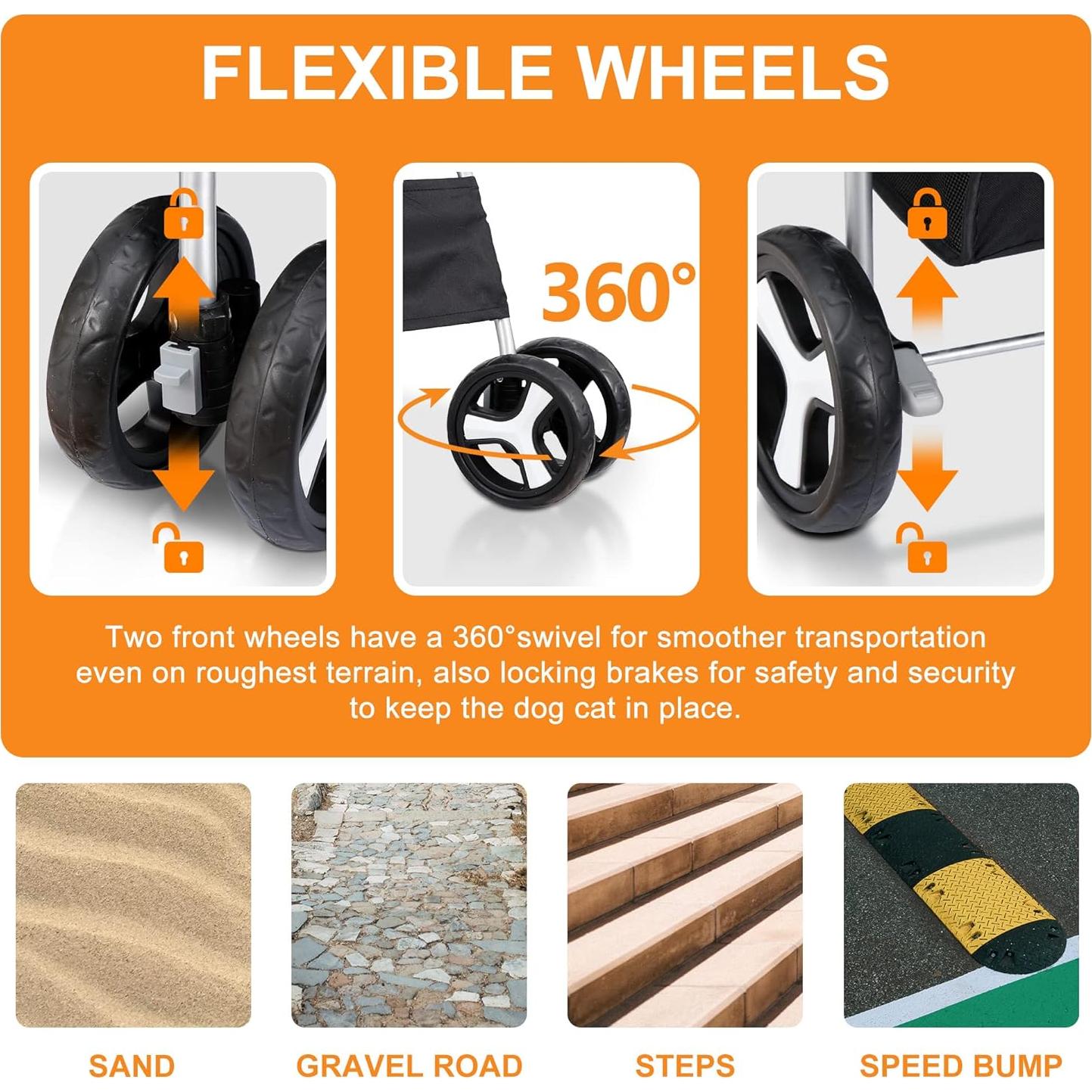 Carrito para Mascotas Nova Negro Plegable 15 kg 4 Ruedas