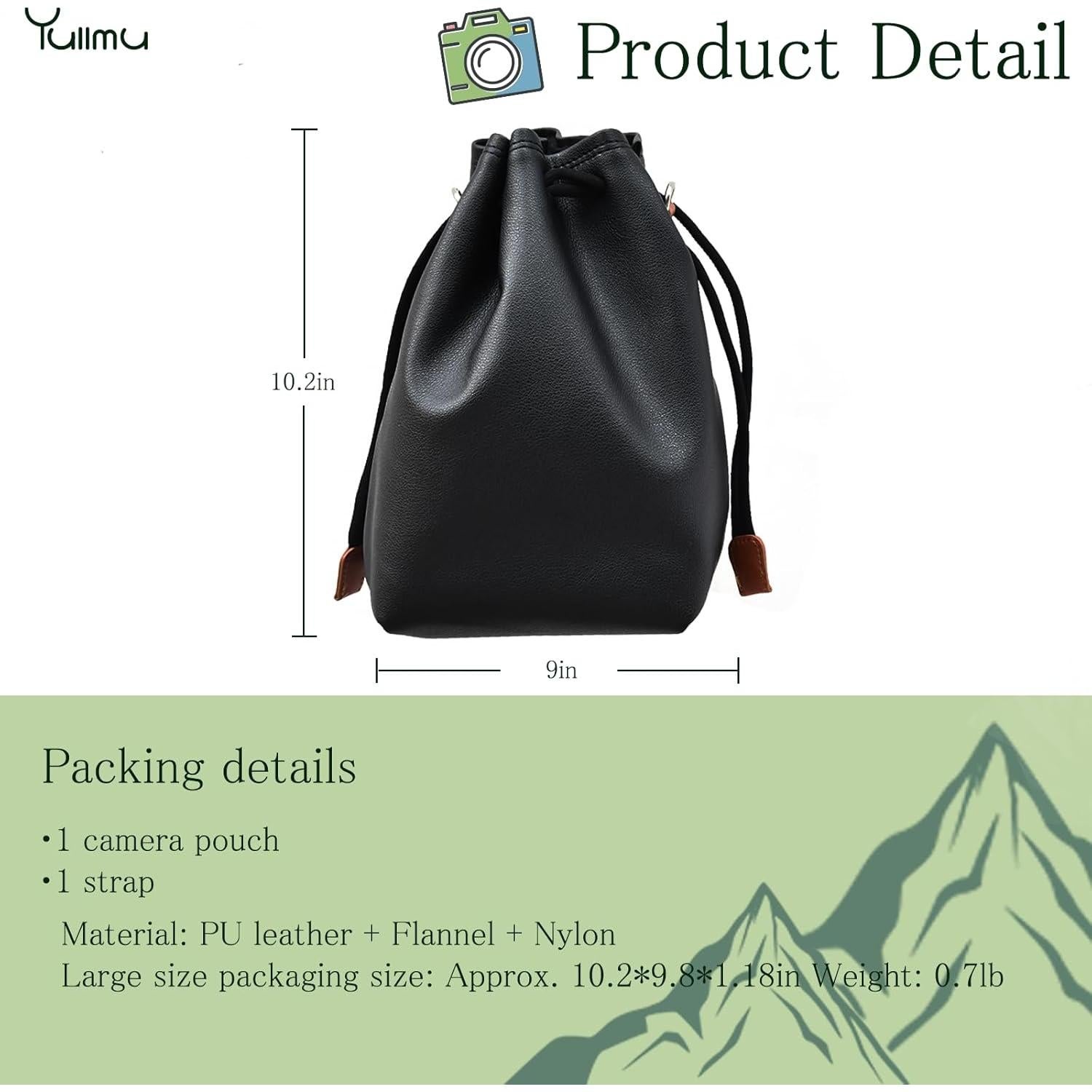 Bolsa de cámara Yullmu con cordón, suave y resistente al agua
