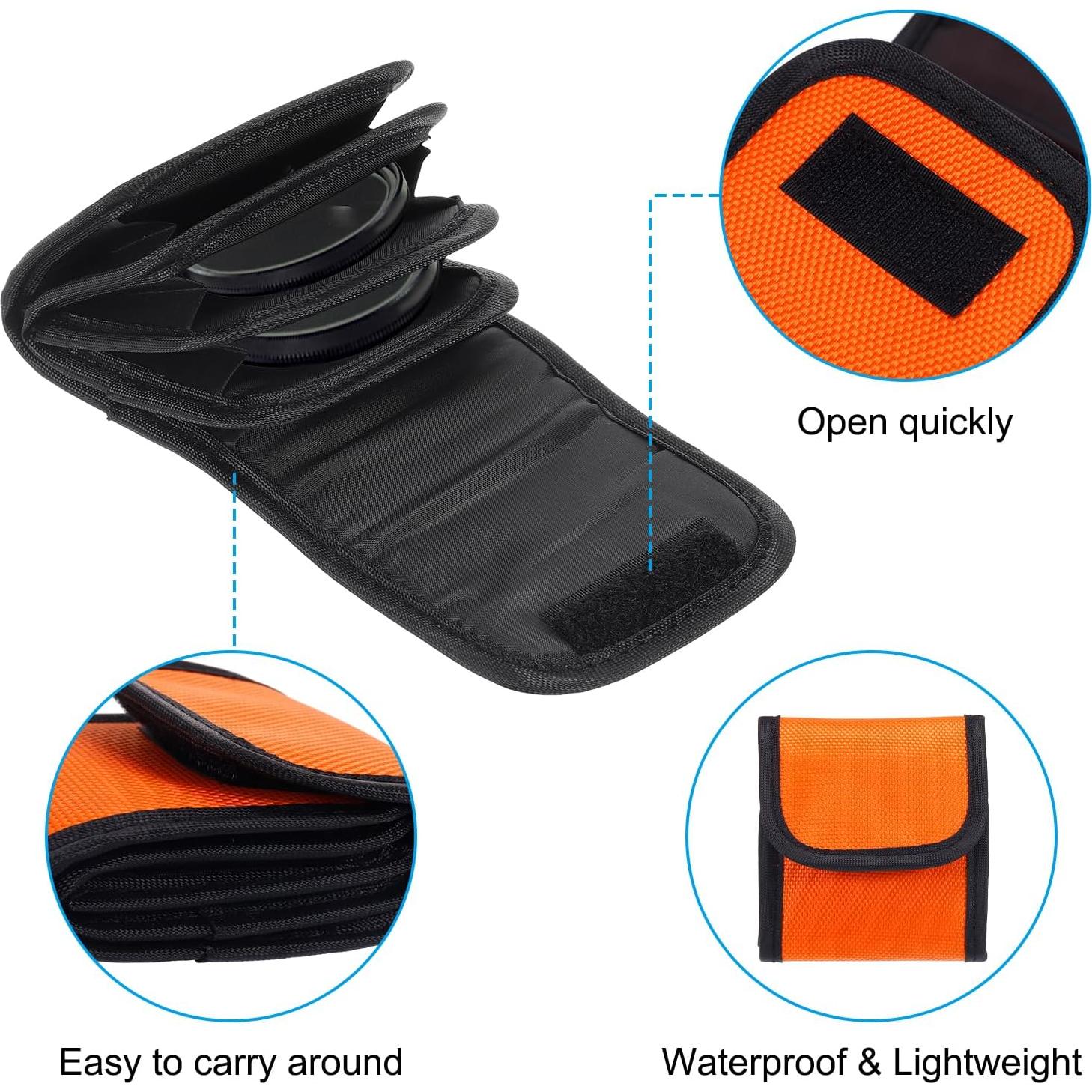 Funda de Filtro de Lente PATIKIL 4 Bolsillos 58mm Naranja