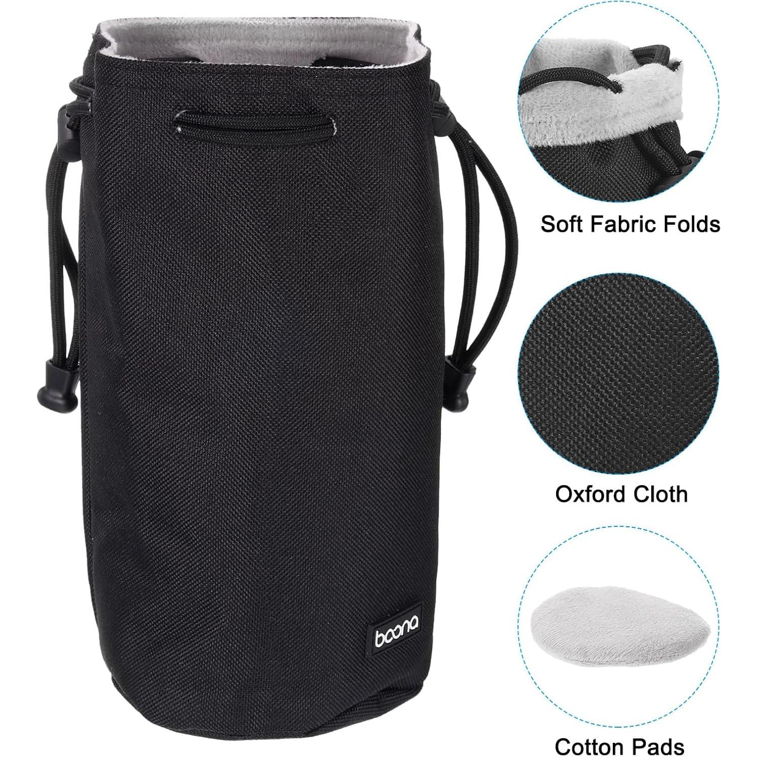 Funda de lente suave PATIKIL con cordón negra 22x12 cm