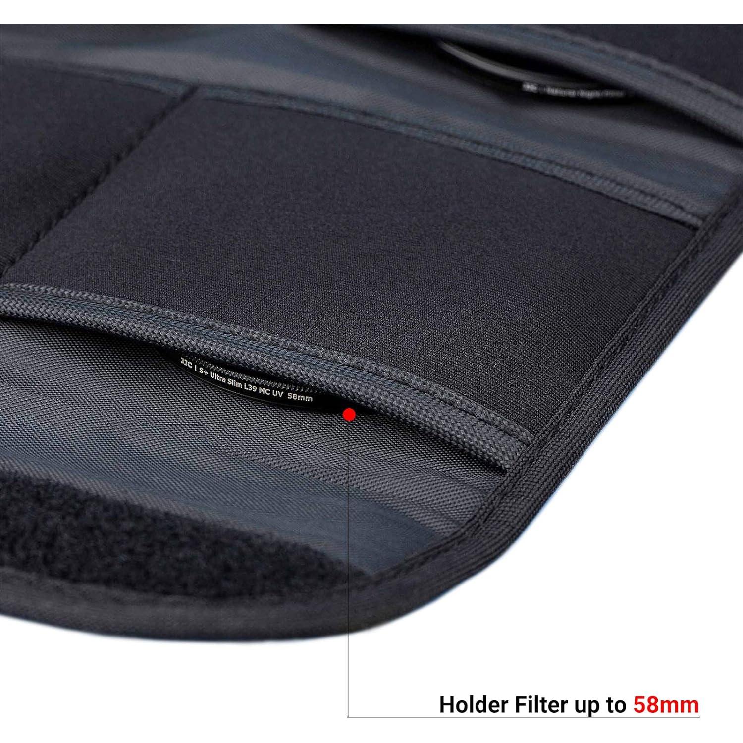 Funda de Filtro Plegable JJC 4 Bolsillos hasta 58mm con Paño