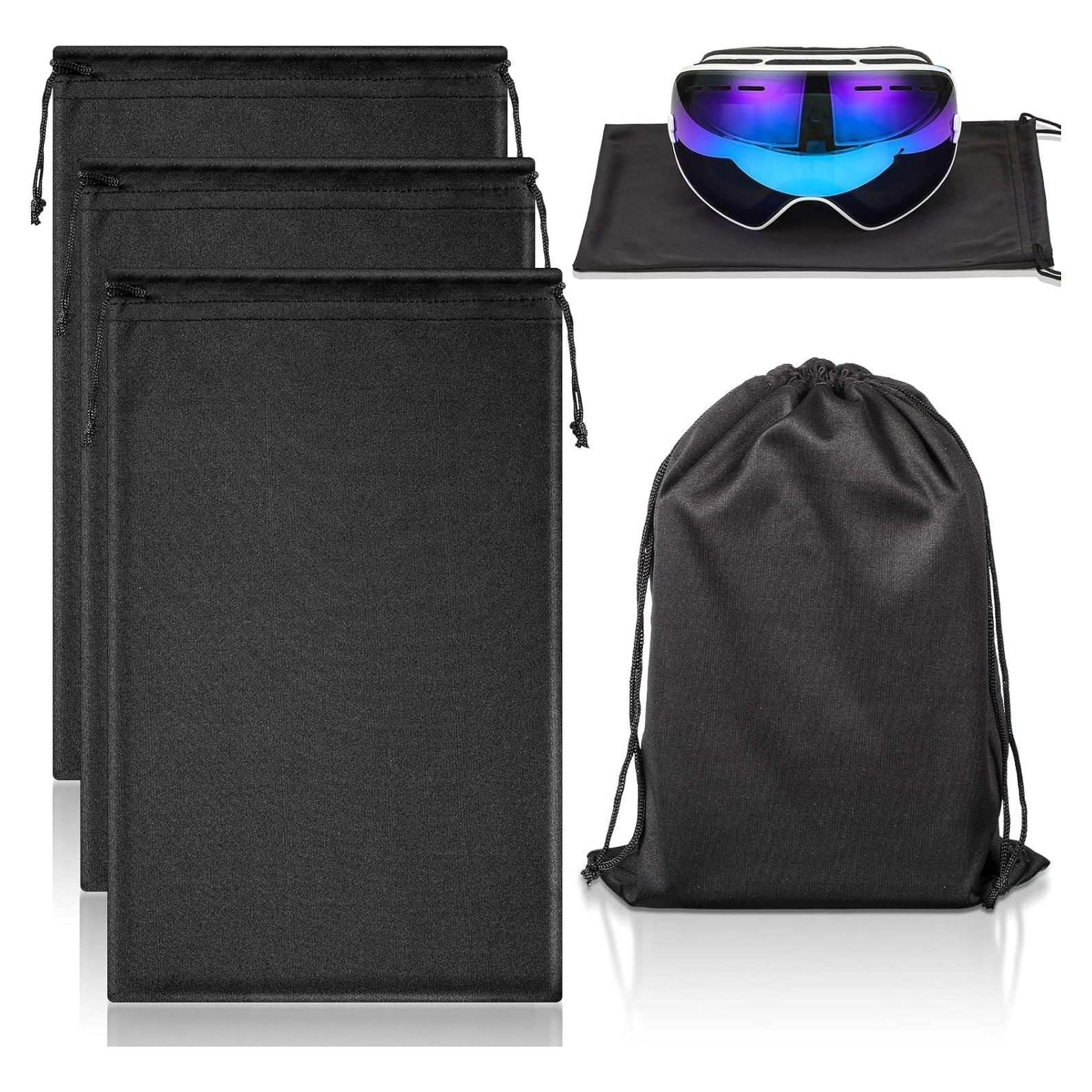 Konohan 3 Bolsas de Gafas de Esquí Microfibra Negro 27x18cm