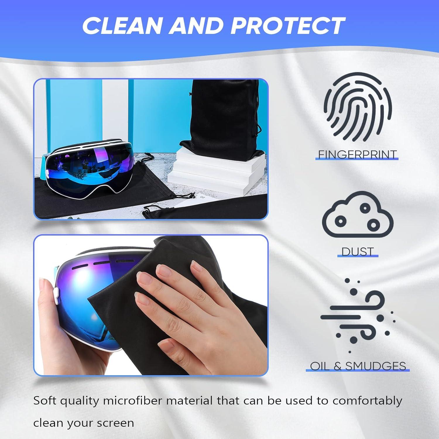 Konohan 3 Bolsas de Gafas de Esquí Microfibra Negro 27x18cm