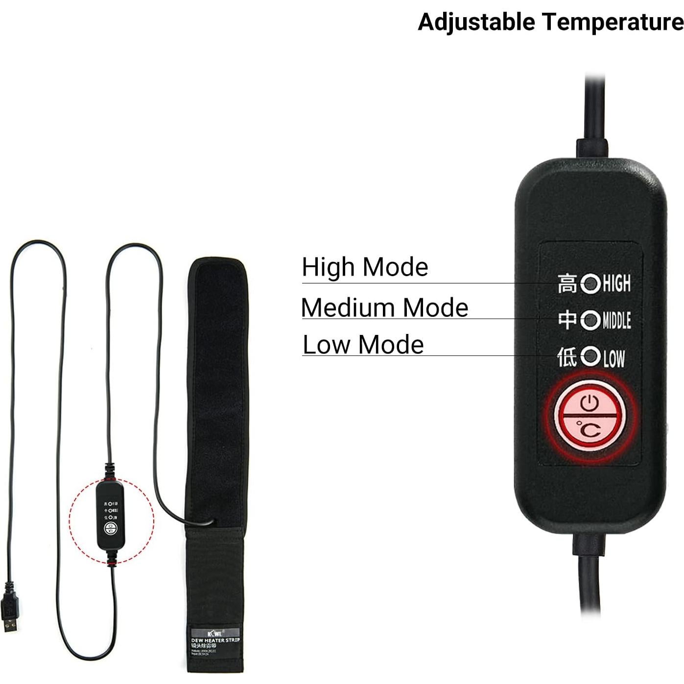 Calentador de Lentes KIWIFOTOS para Lentes 80-110mm USB