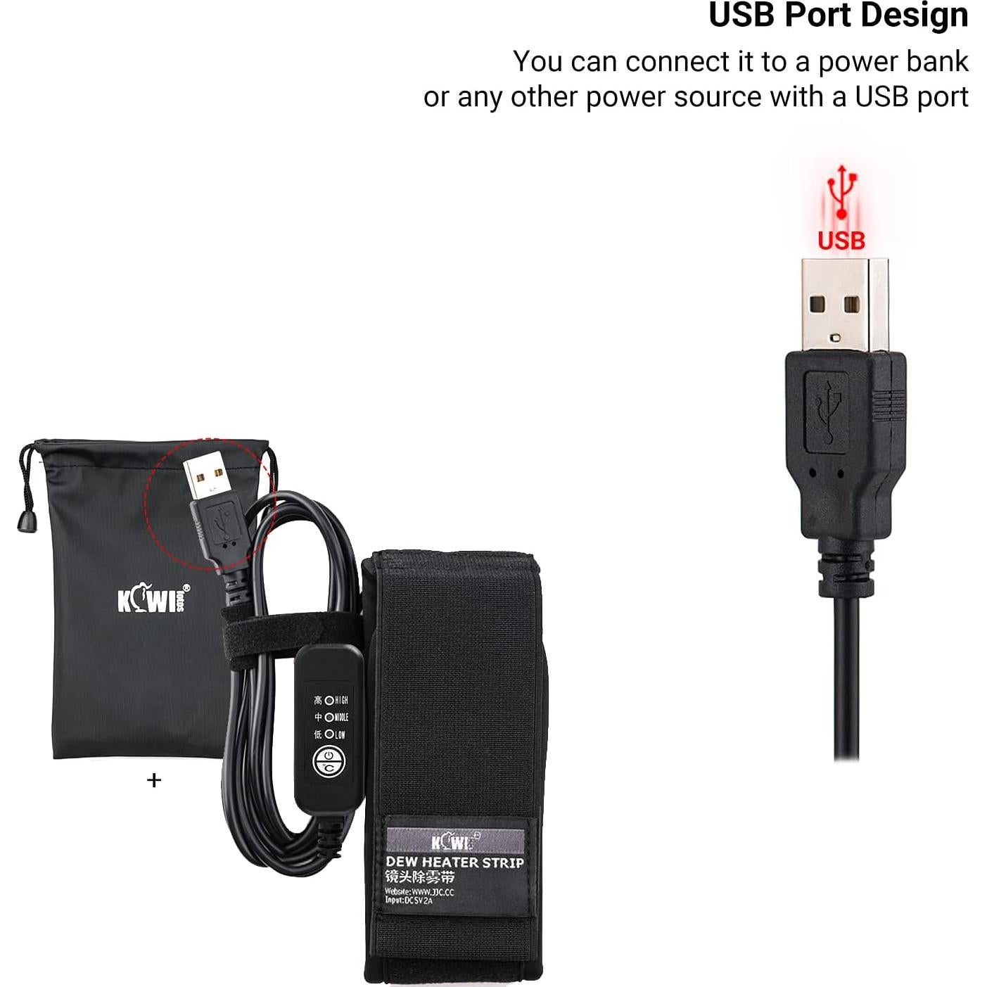 Calentador de Lentes KIWIFOTOS para Lentes 80-110mm USB