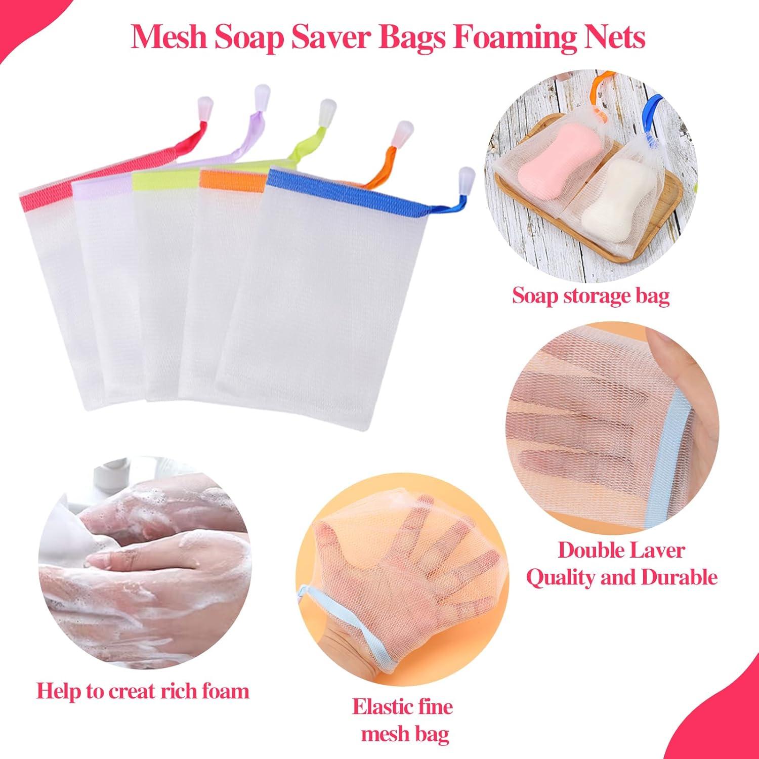 Bolsa de Jabón Exfoliante Mozeat 5 PCS Malla PE 12x9cm