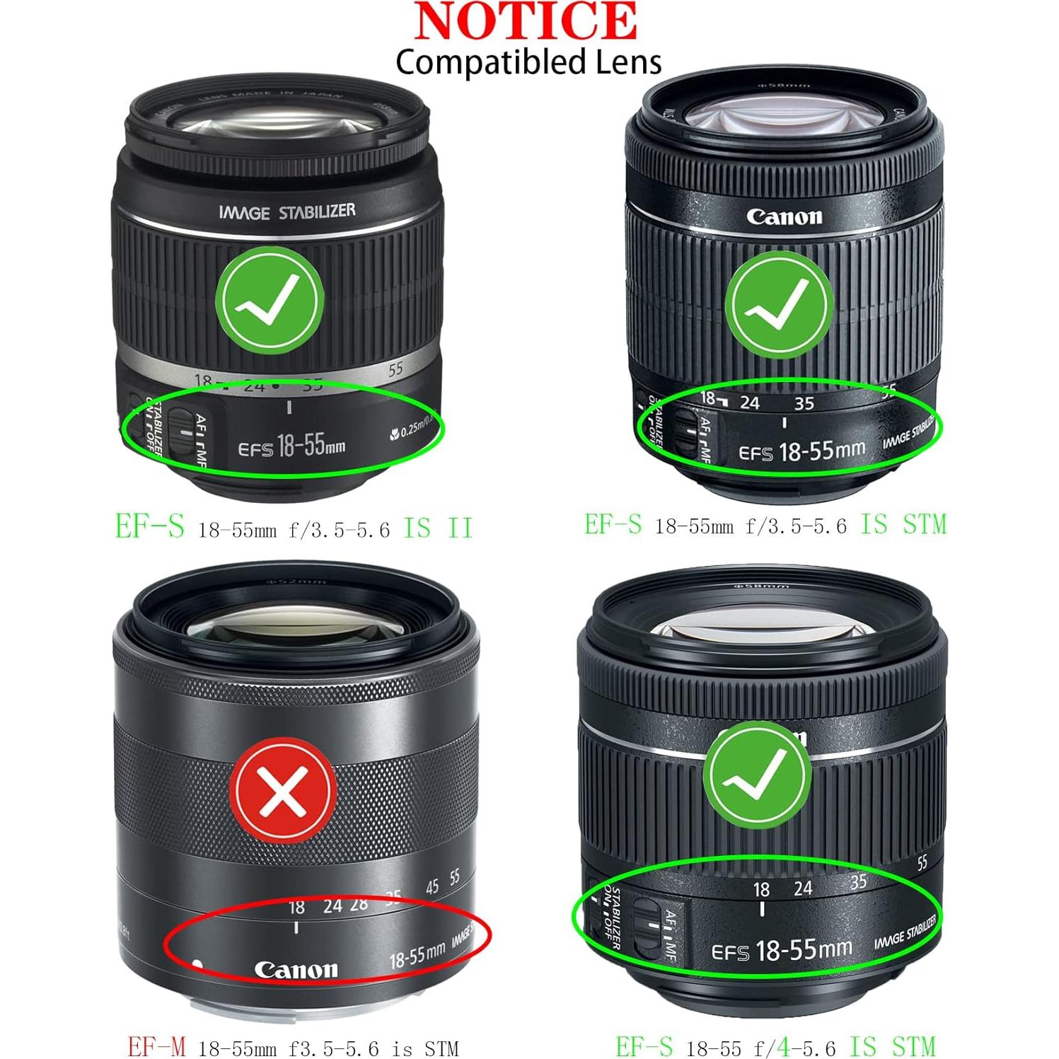 Tapa de lente 58mm para Canon EF-S 18-55mm - 2 unidades