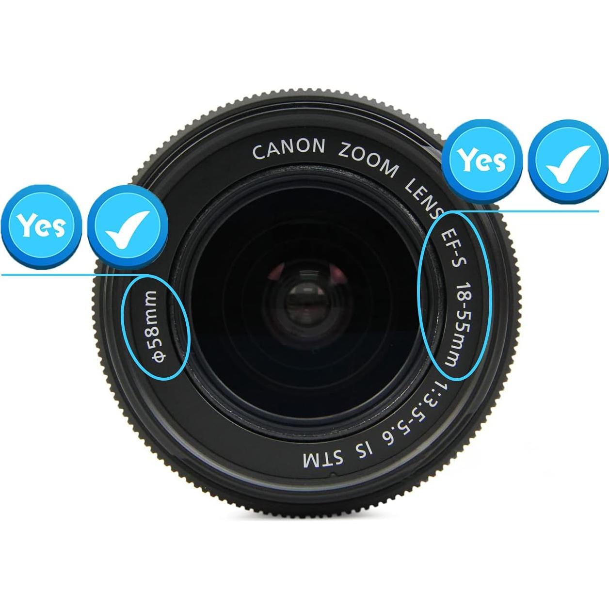 Tapa de lente 58mm para Canon EF-S 18-55mm - 2 unidades