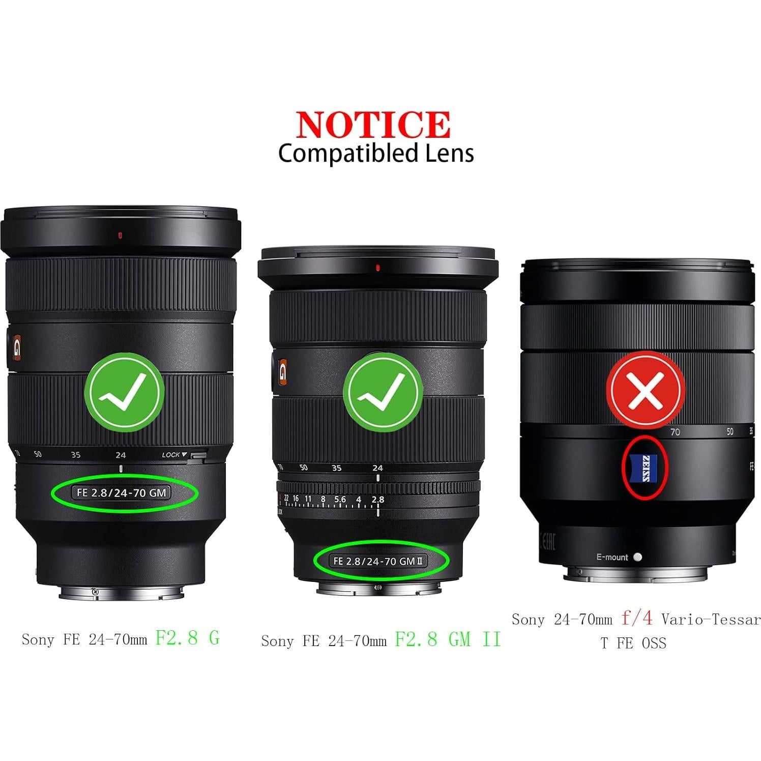 Cubierta de lente 82 mm para Sony FE 24-70mm y 16-35mm