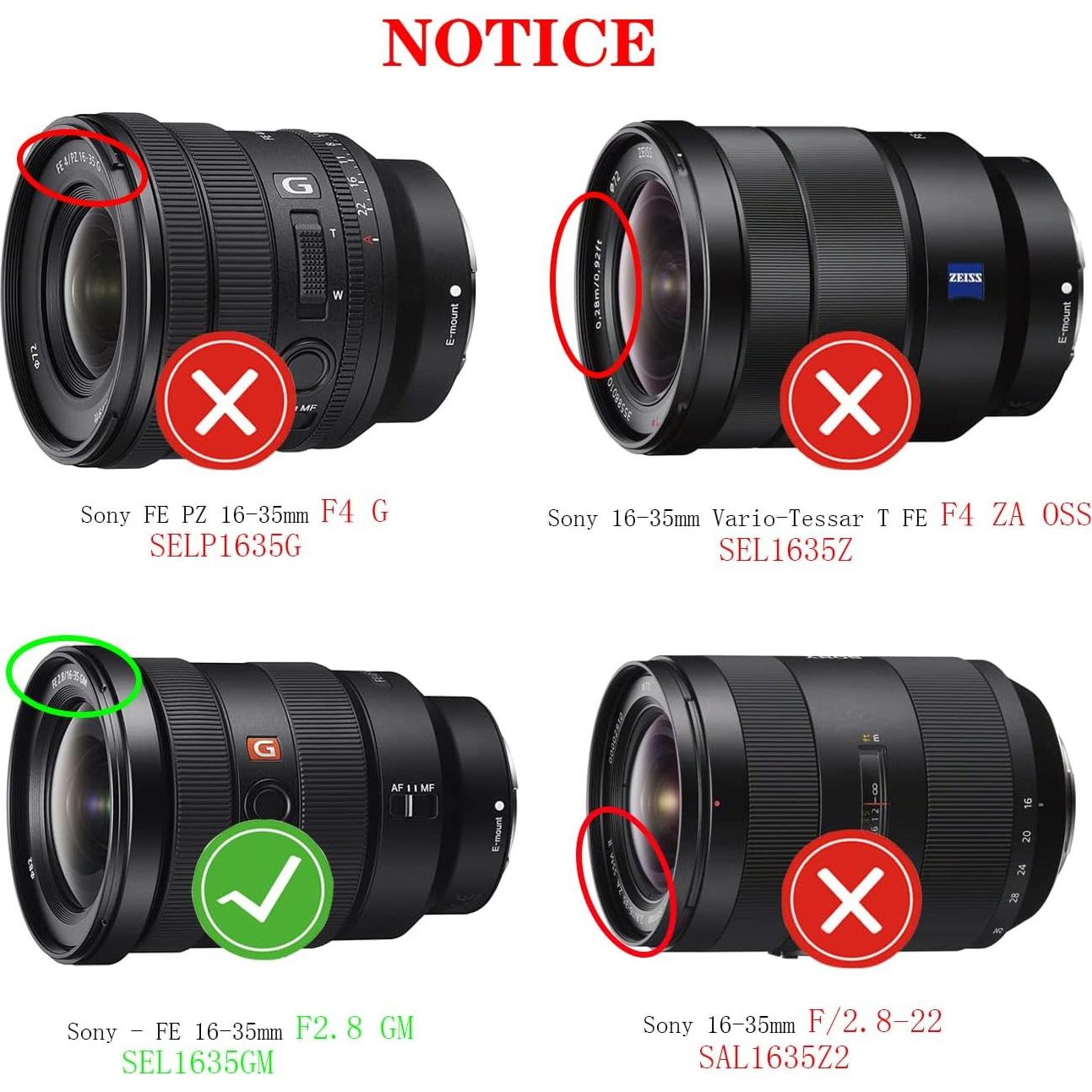 Cubierta de lente 82 mm para Sony FE 24-70mm y 16-35mm