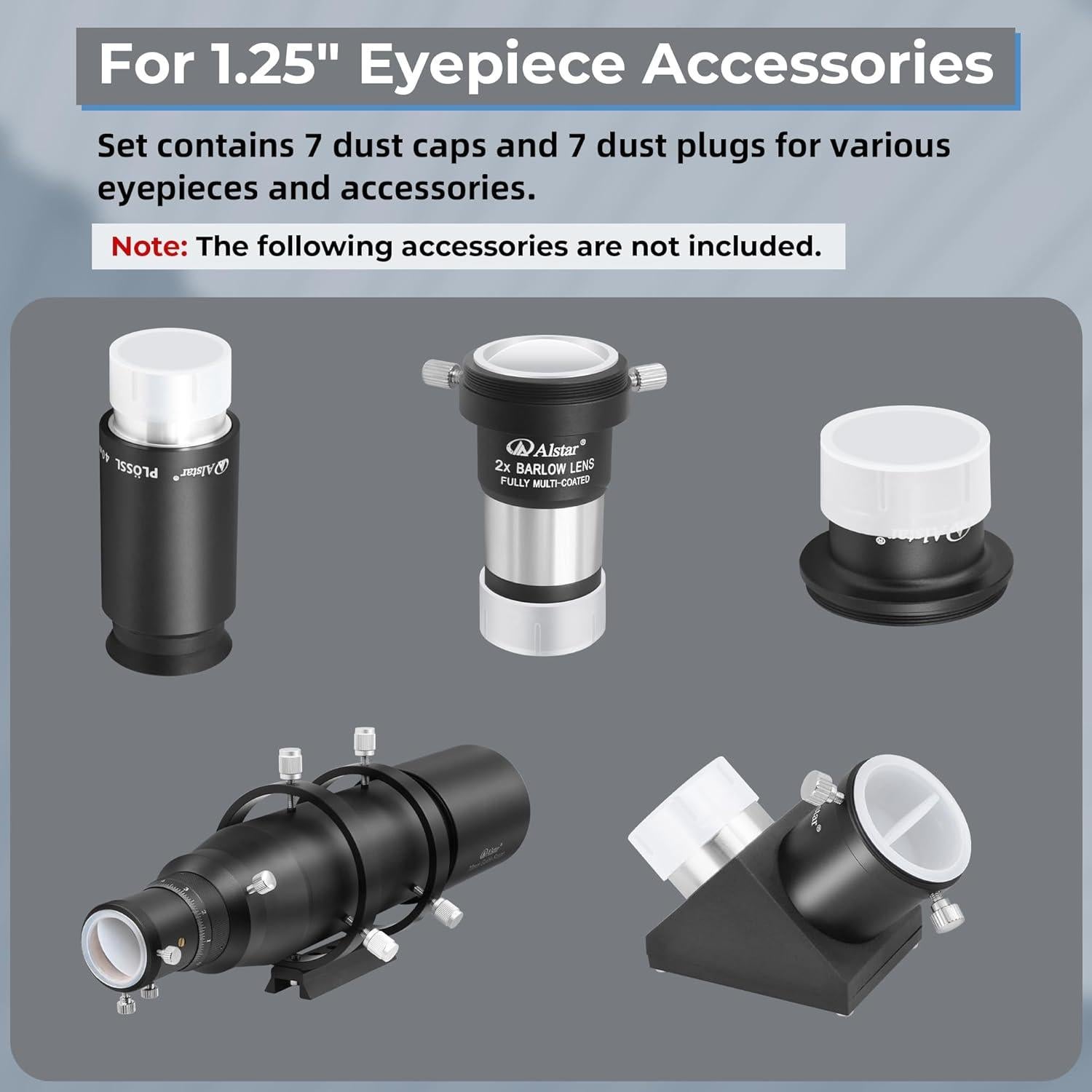 Conjunto de 7 Tapas de Polvo Alstar para Oculares de 1.25"