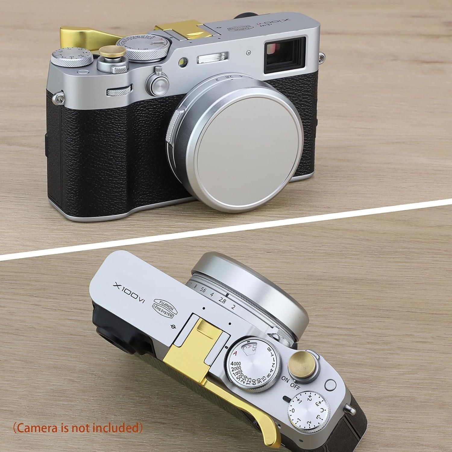 Capucha de lente de metal Haoge para Fujifilm X100VI/X100V Plata