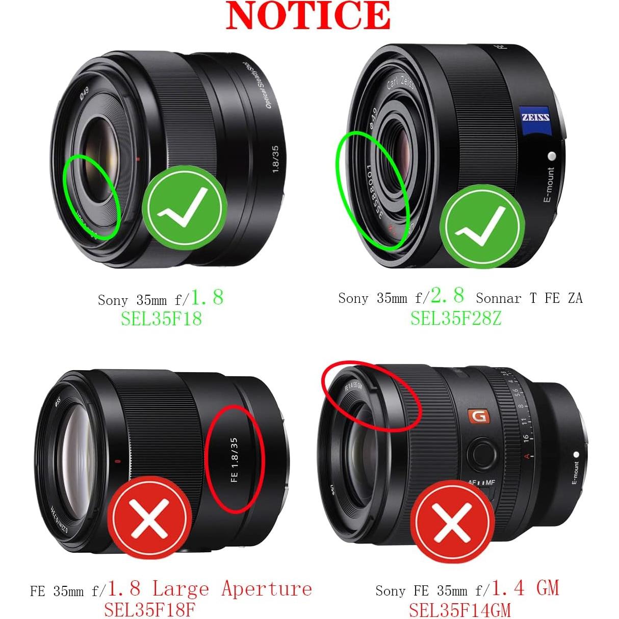 Tapa de Lente de 49mm Huipuxiang para Sony E 35mm f/1.8 y F2.8