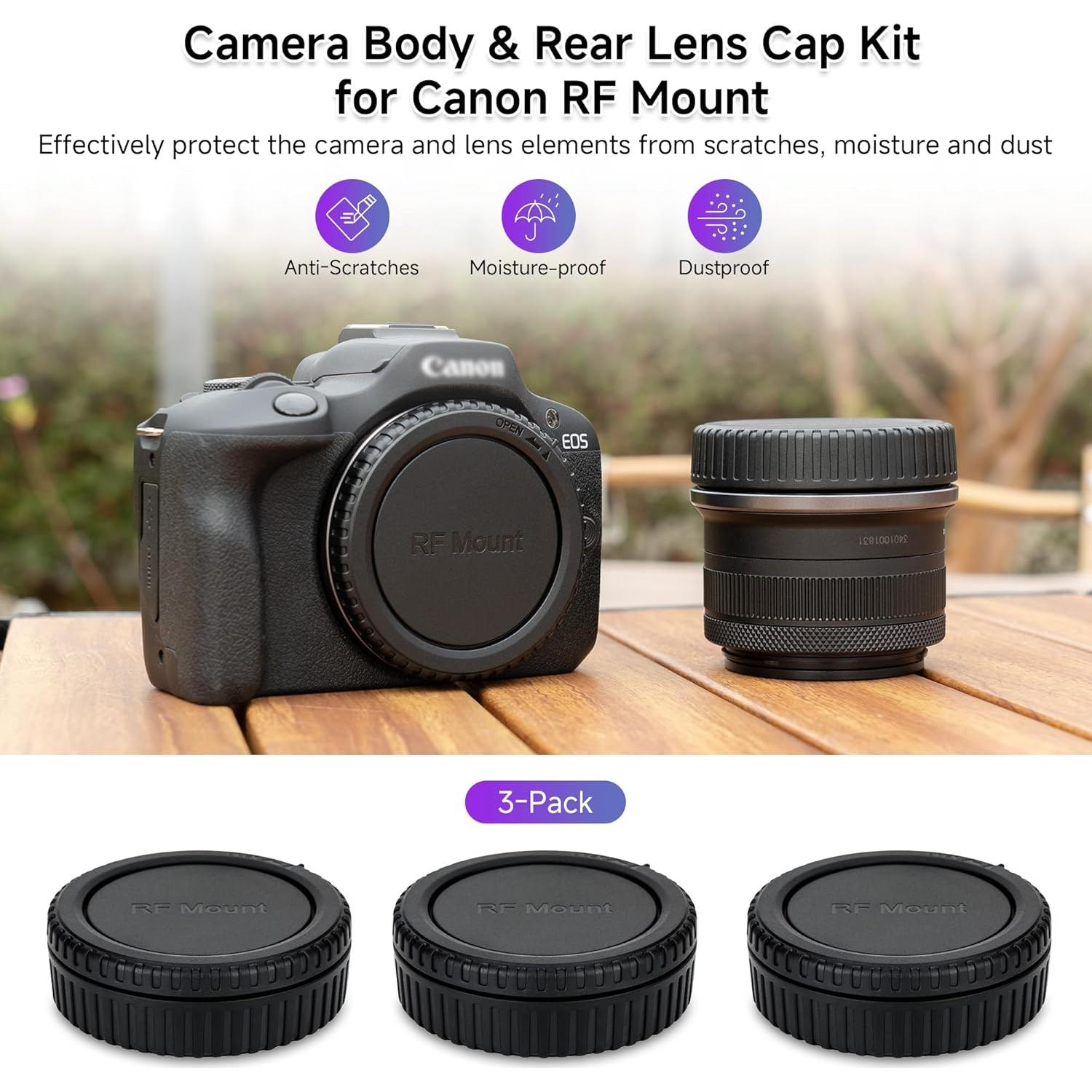 Tapa de lente y cuerpo para cámara Canon RF - 3 Paquetes