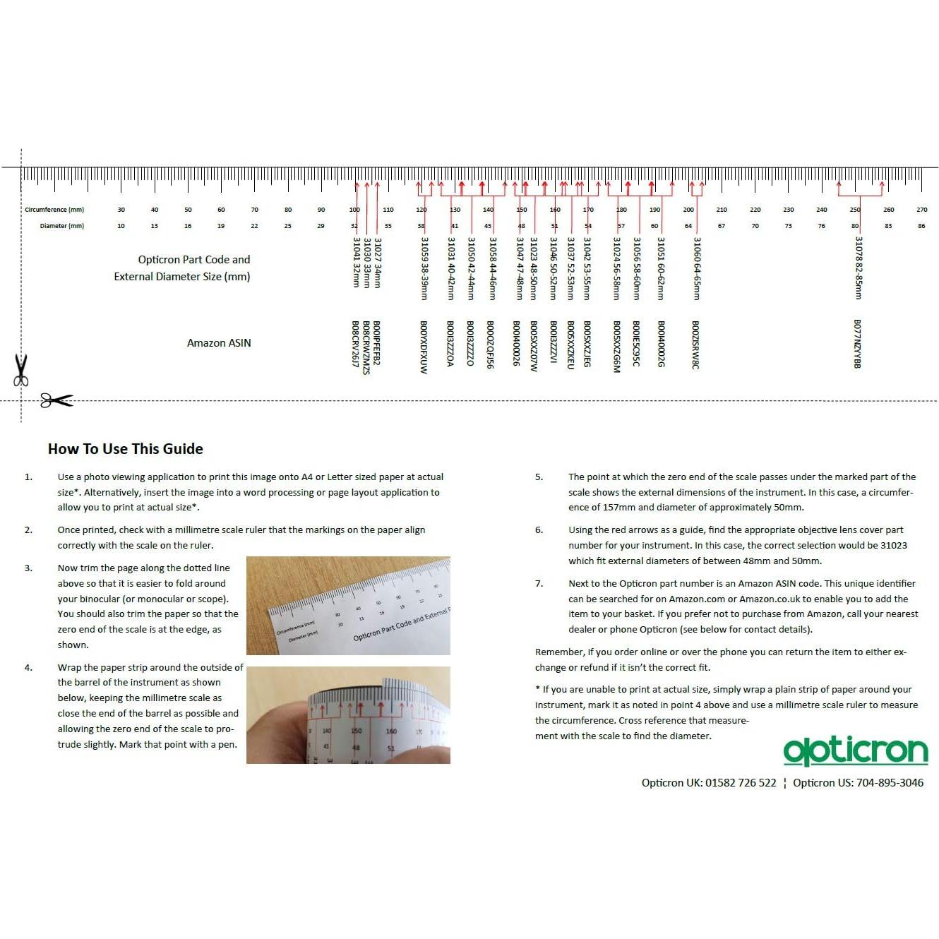 Cubiertas de Lentes Objetivo Opticron 64-65mm para Binoculares