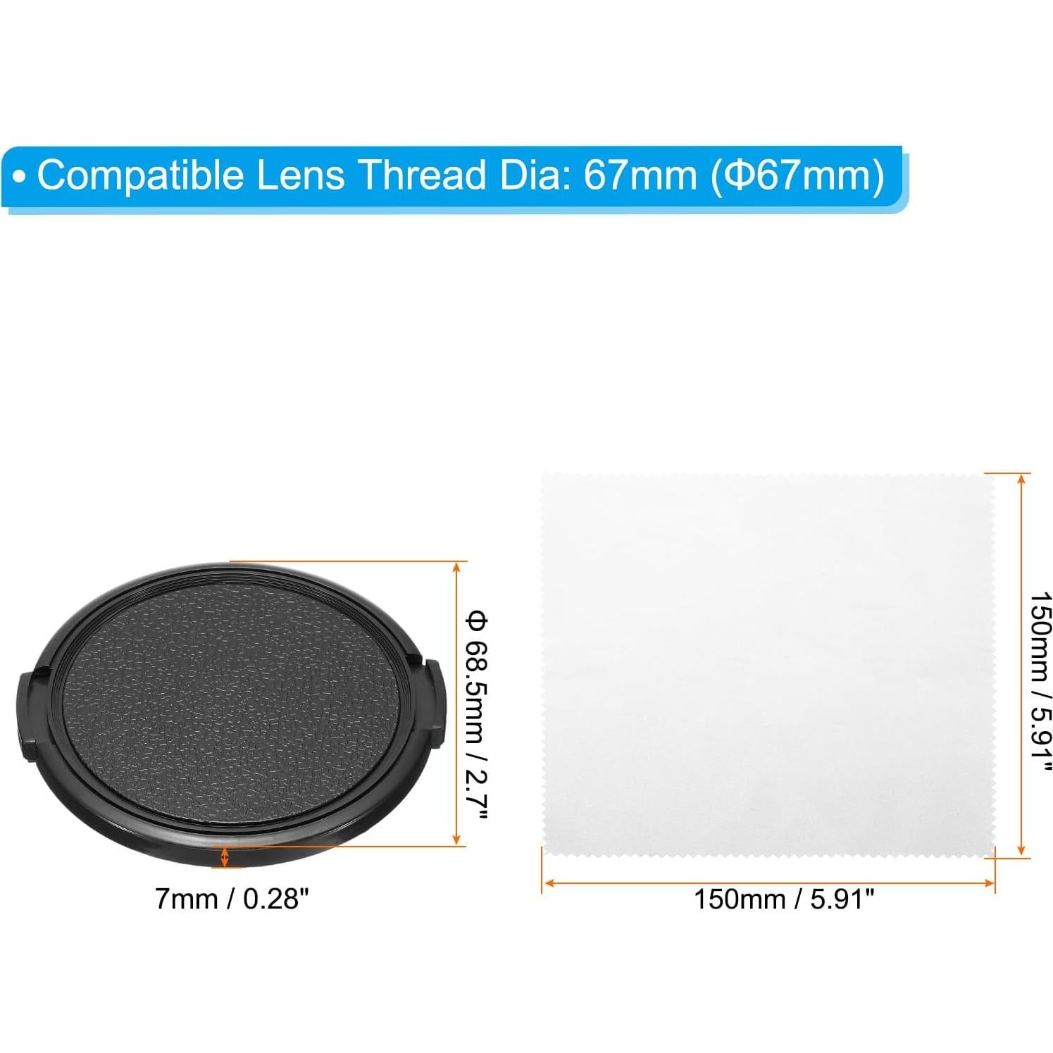 Tapa de Lente PATIKIL 67mm - Paquete de 3 con Paño Microfibra