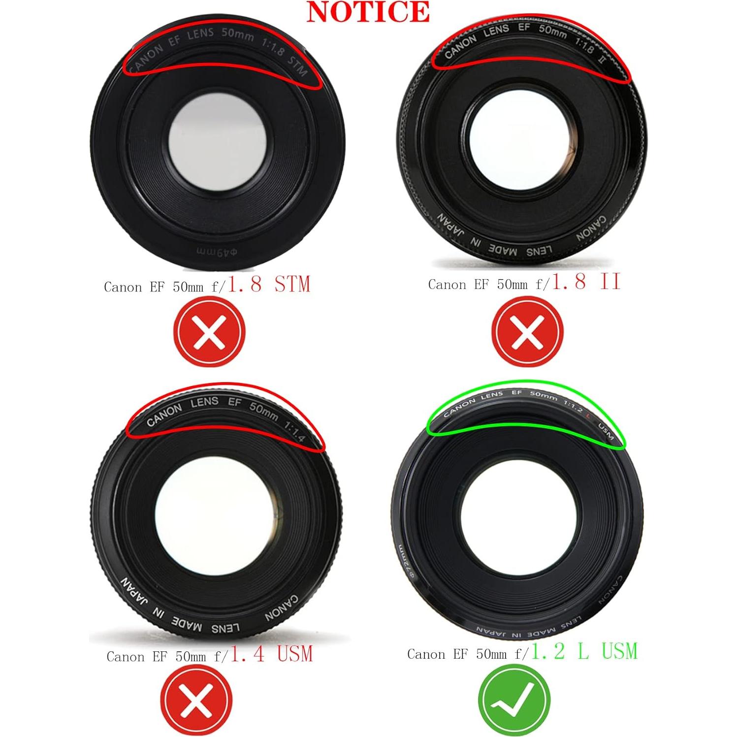 Funda Tapa Lente 72mm Huipuxiang para Canon EF 50mm y 85mm