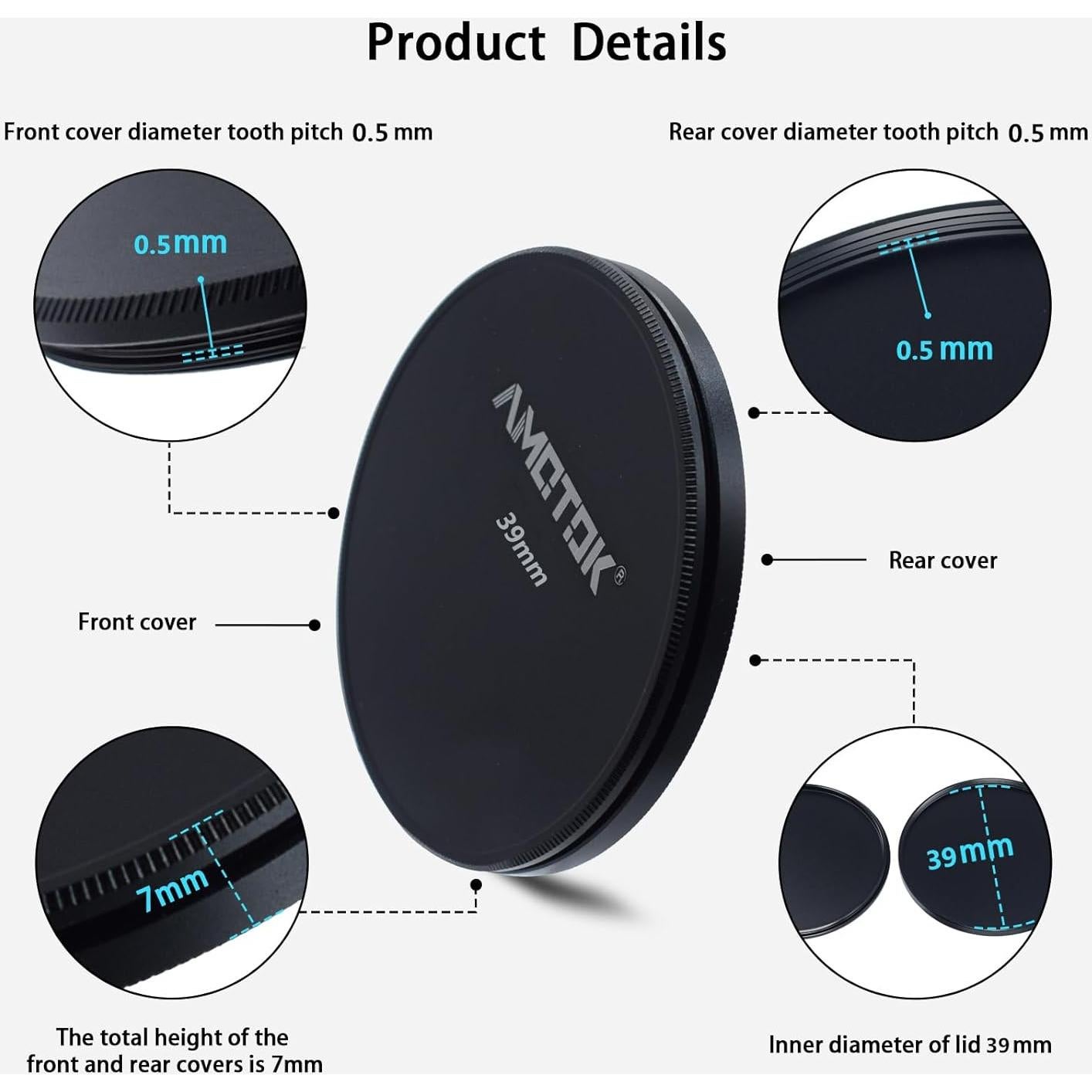 Tapa de Filtro de Lente de Metal 39mm JINYU - Alta Calidad