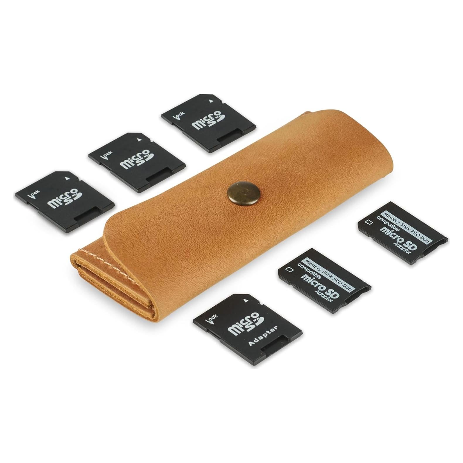 Estuche Organizador de Tarjetas SD/Micro SD MAKYN Cuero Marrón
