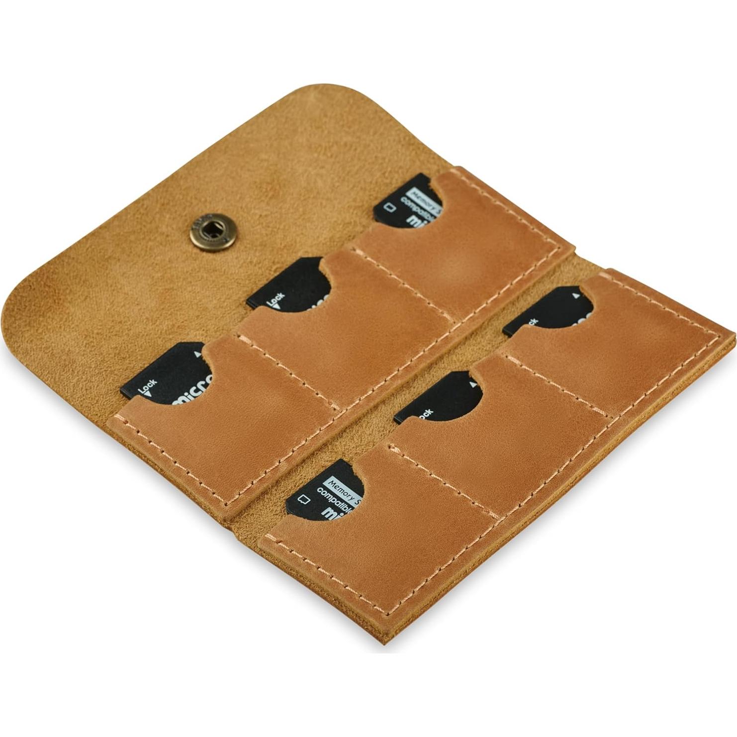 Estuche Organizador de Tarjetas SD/Micro SD MAKYN Cuero Marrón
