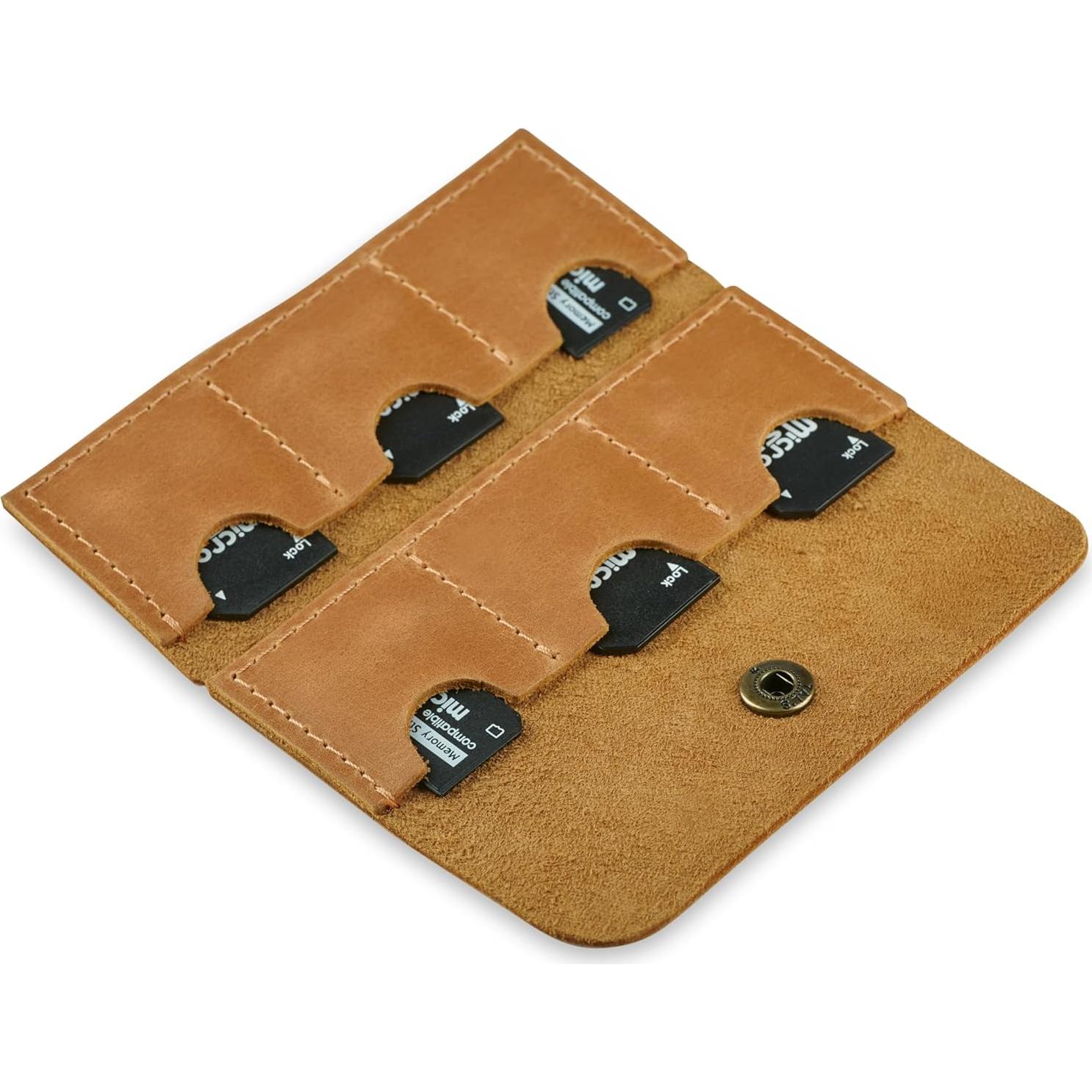 Estuche Organizador de Tarjetas SD/Micro SD MAKYN Cuero Marrón
