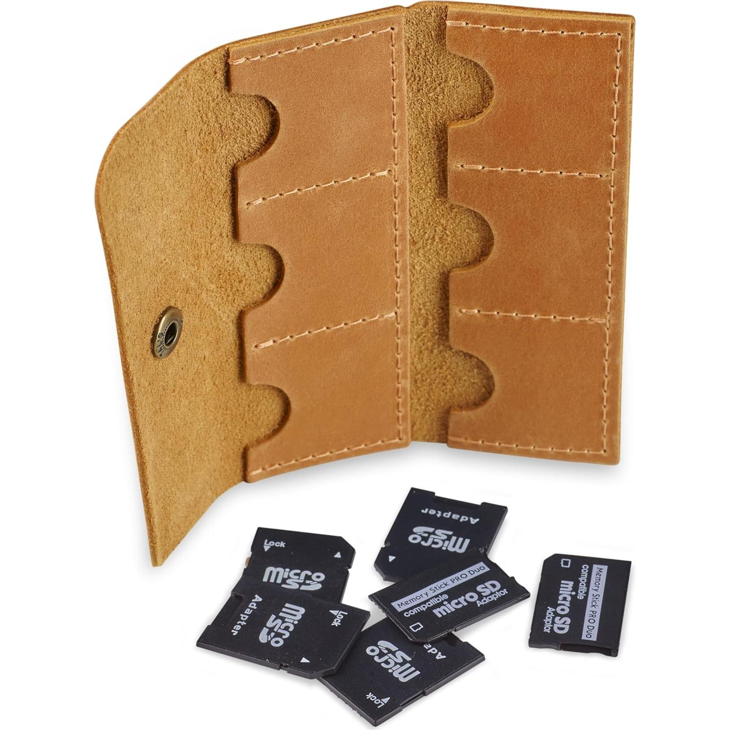Estuche Organizador de Tarjetas SD/Micro SD MAKYN Cuero Marrón