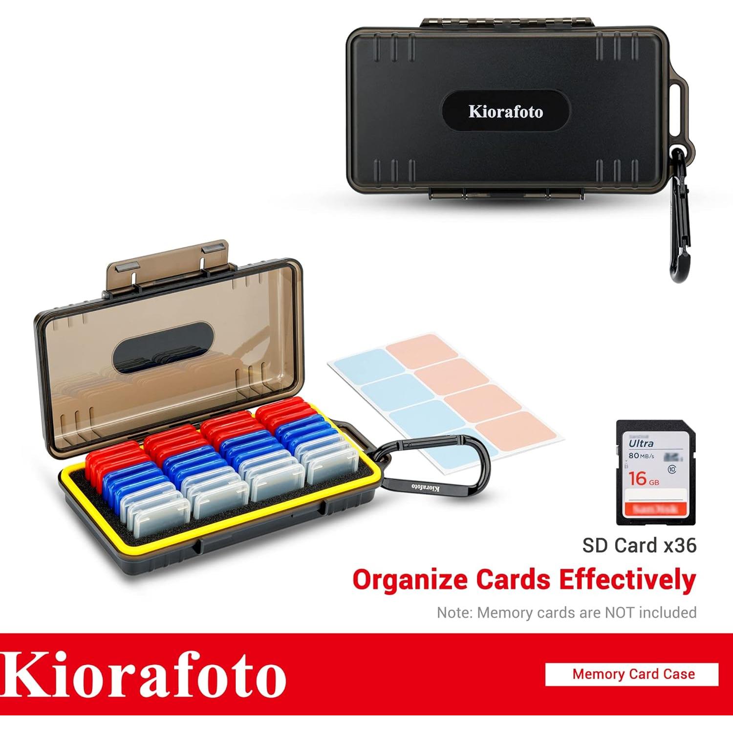 Estuche para Tarjetas SD Kiorafoto 36 Slots Resistente al Agua