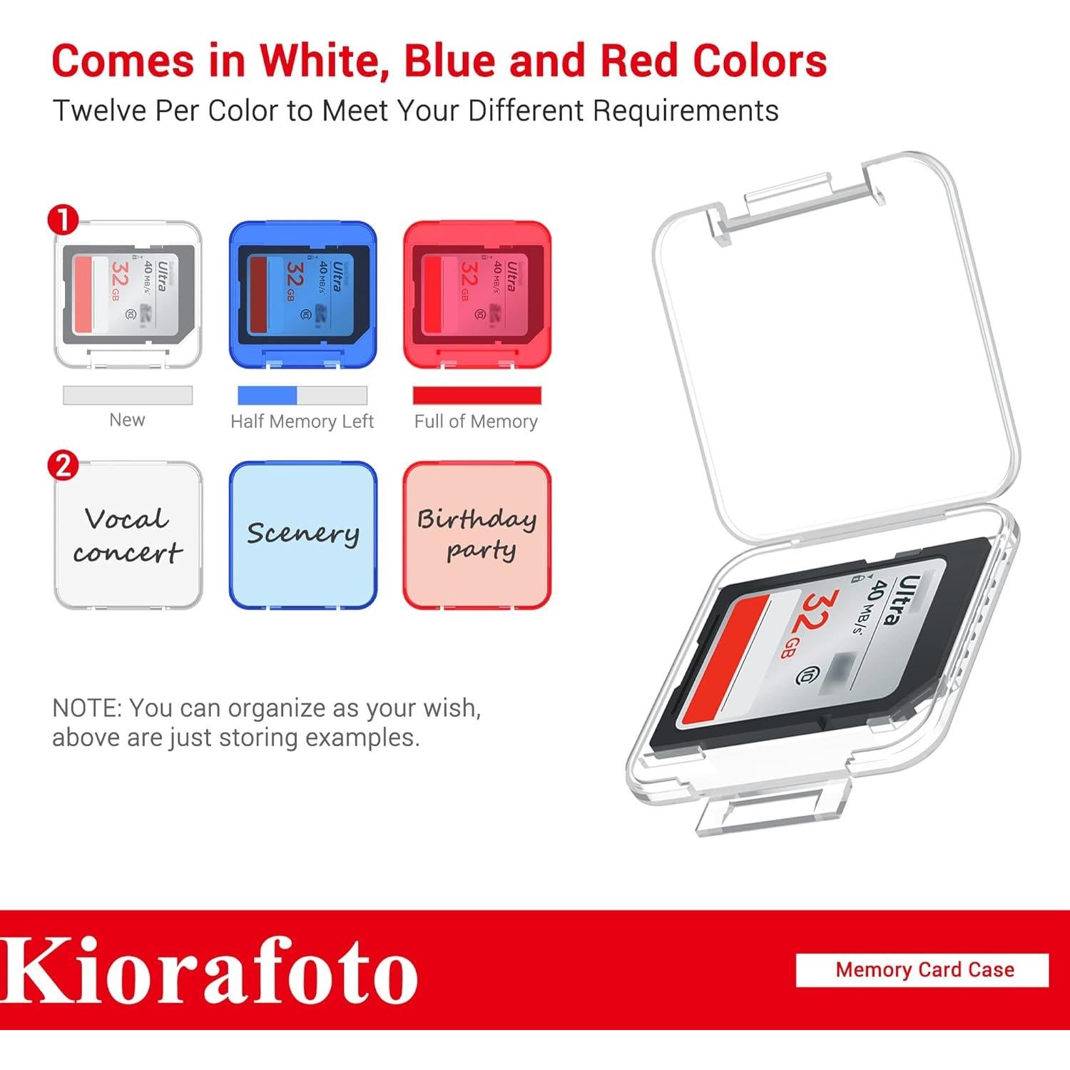 Estuche para Tarjetas SD Kiorafoto 36 Slots Resistente al Agua