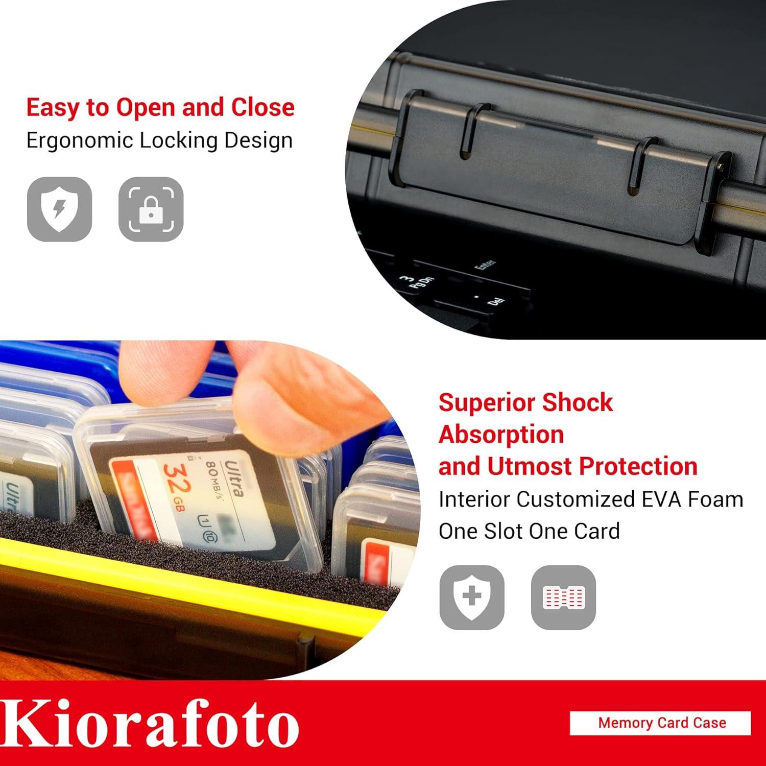 Estuche para Tarjetas SD Kiorafoto 36 Slots Resistente al Agua